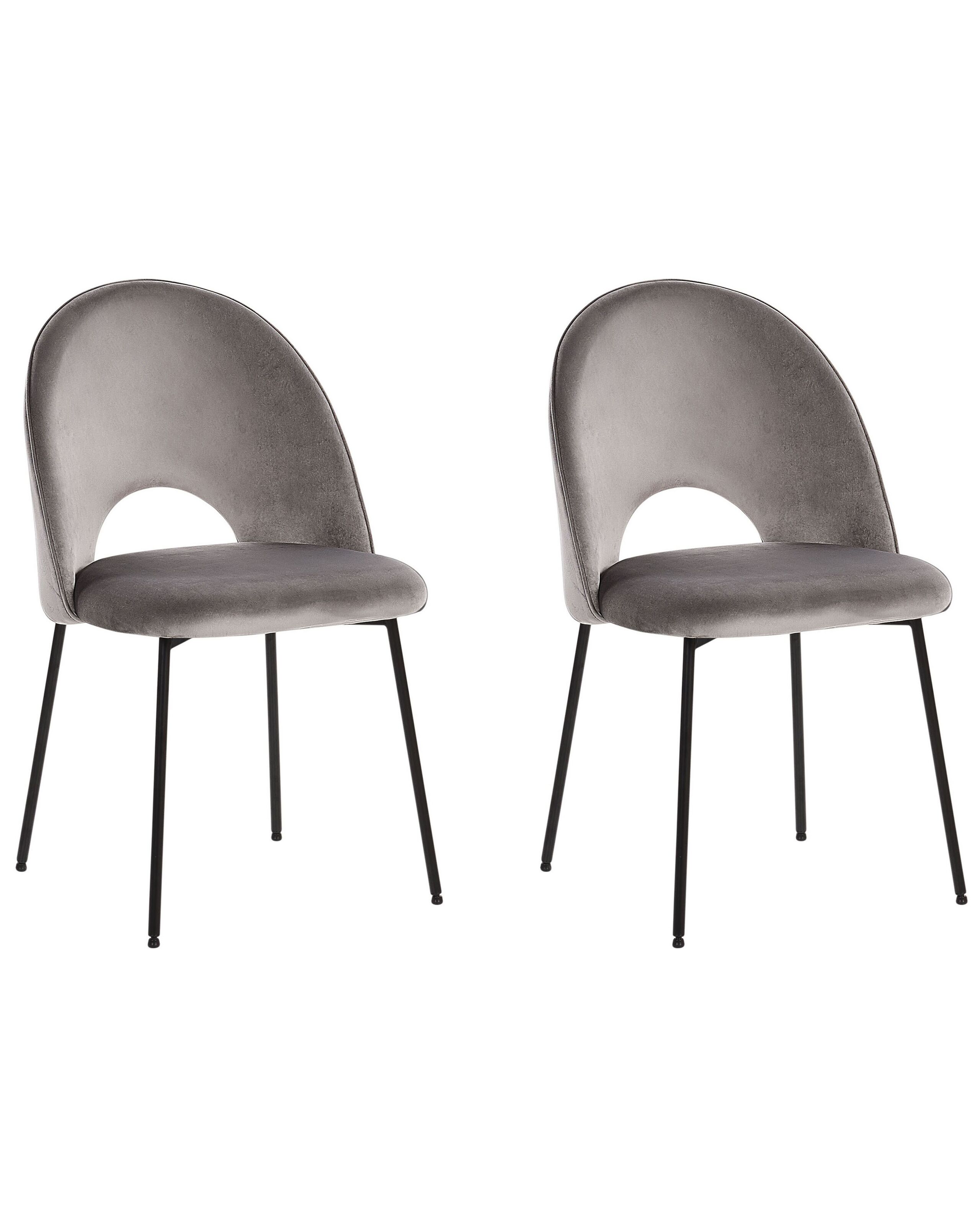 Set of 2 Velvet Dining Chairs Grey COVELO - Gemini Interiors