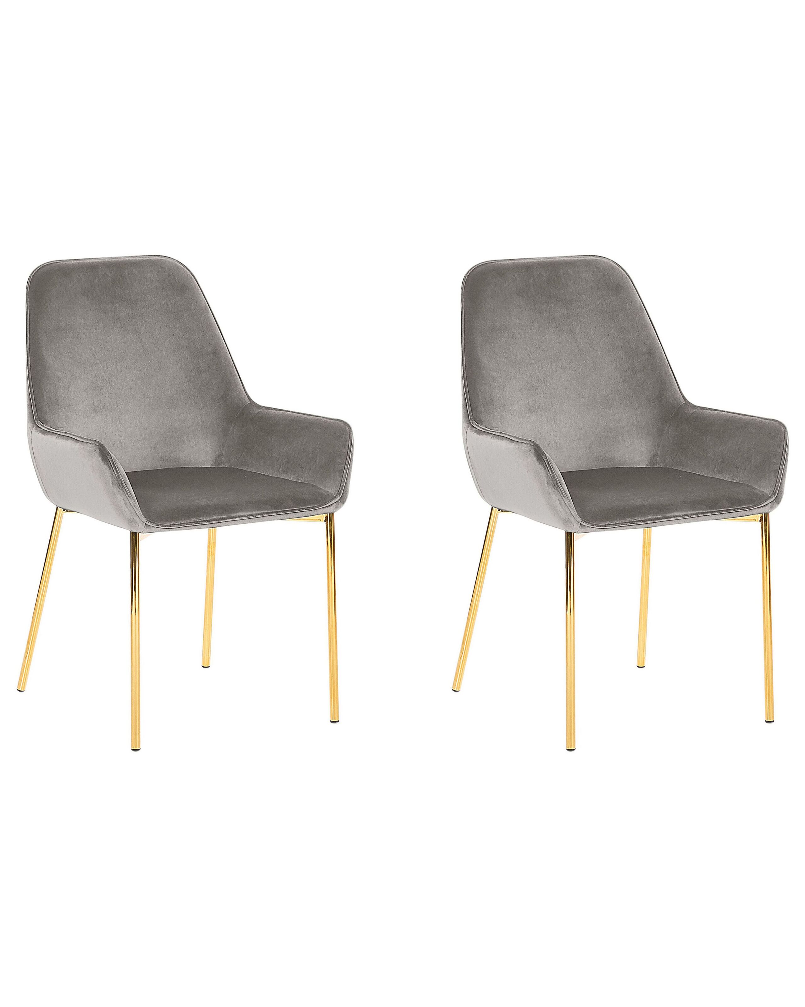 Set of 2 Velvet Dining Chairs Grey LOVERNA - Gemini Interiors