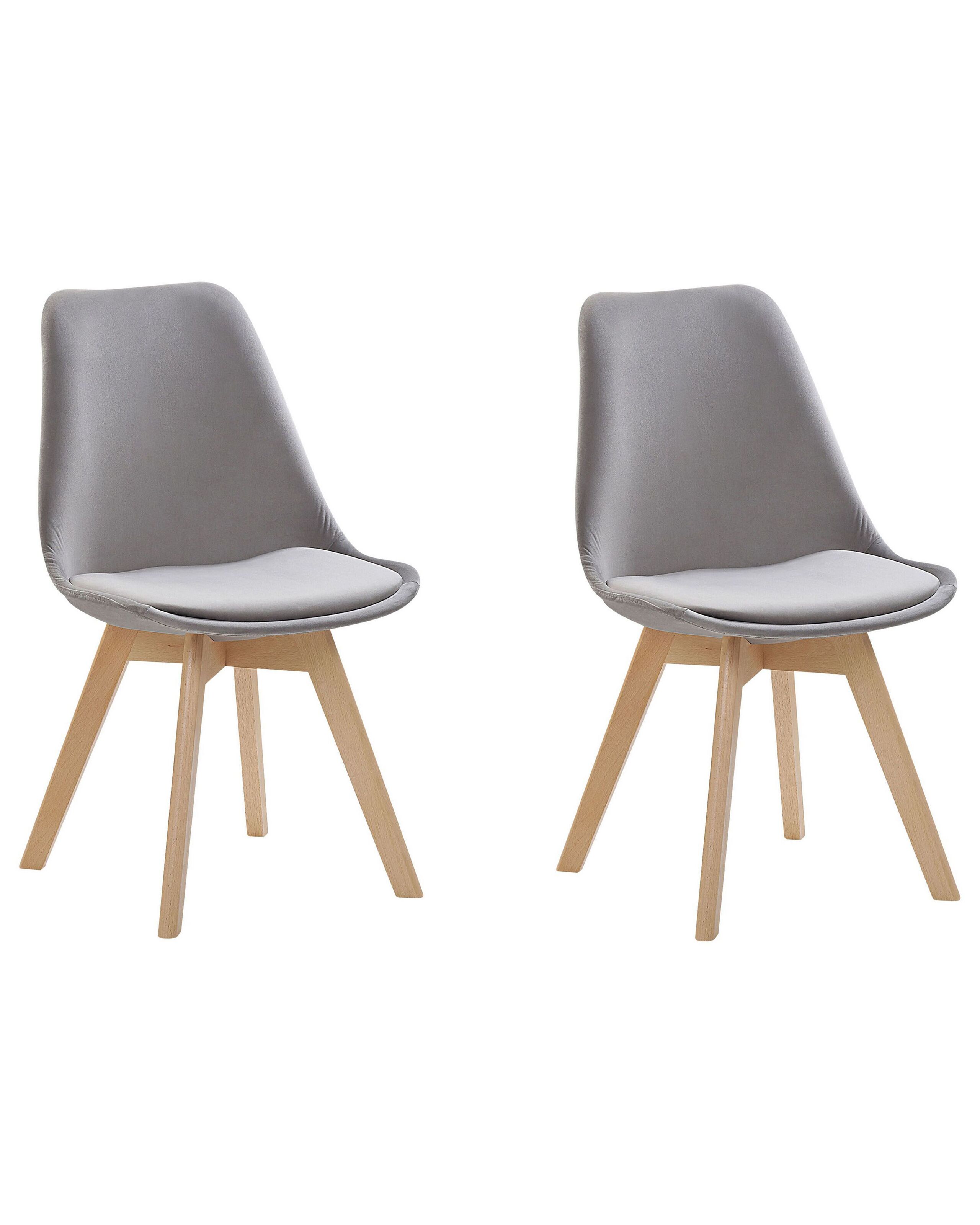 Set of 2 Velvet Dining Chairs Grey DAKOTA II - Gemini Interiors