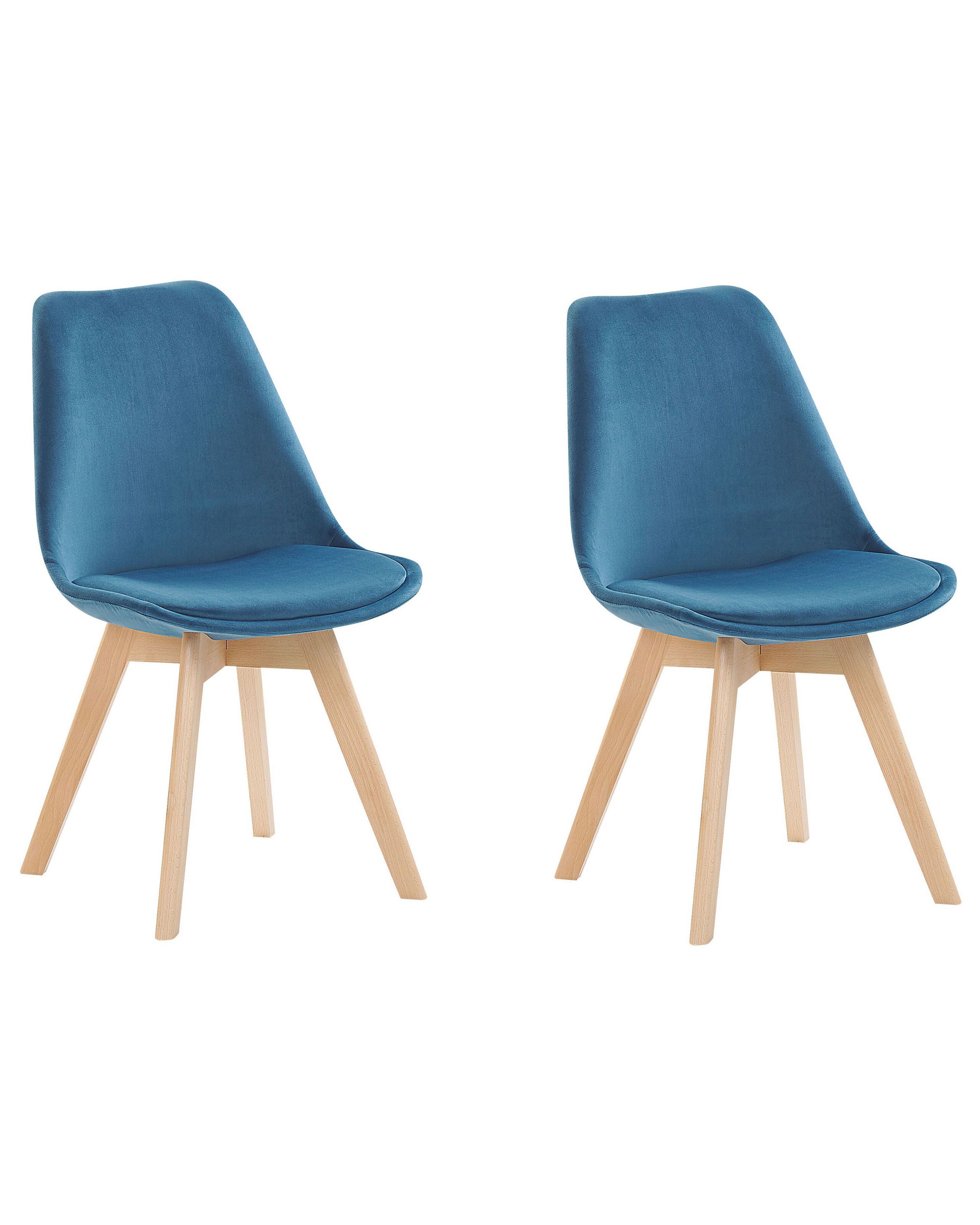 Set of 2 Velvet Dining Chairs Blue DAKOTA II - Gemini Interiors