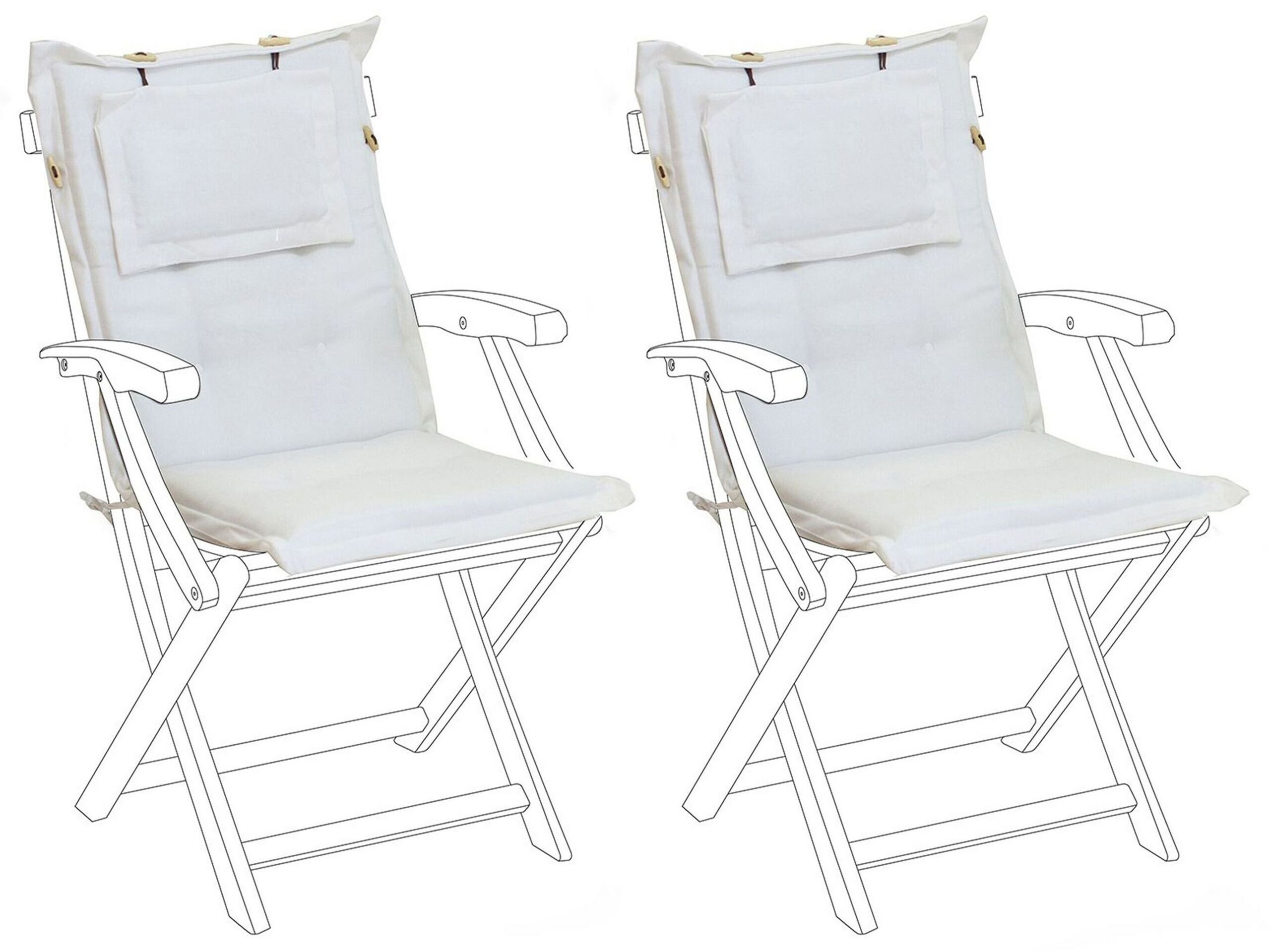 Set of 2 Outdoor Seat/Back Cushions White MAUI - Gemini Interiors