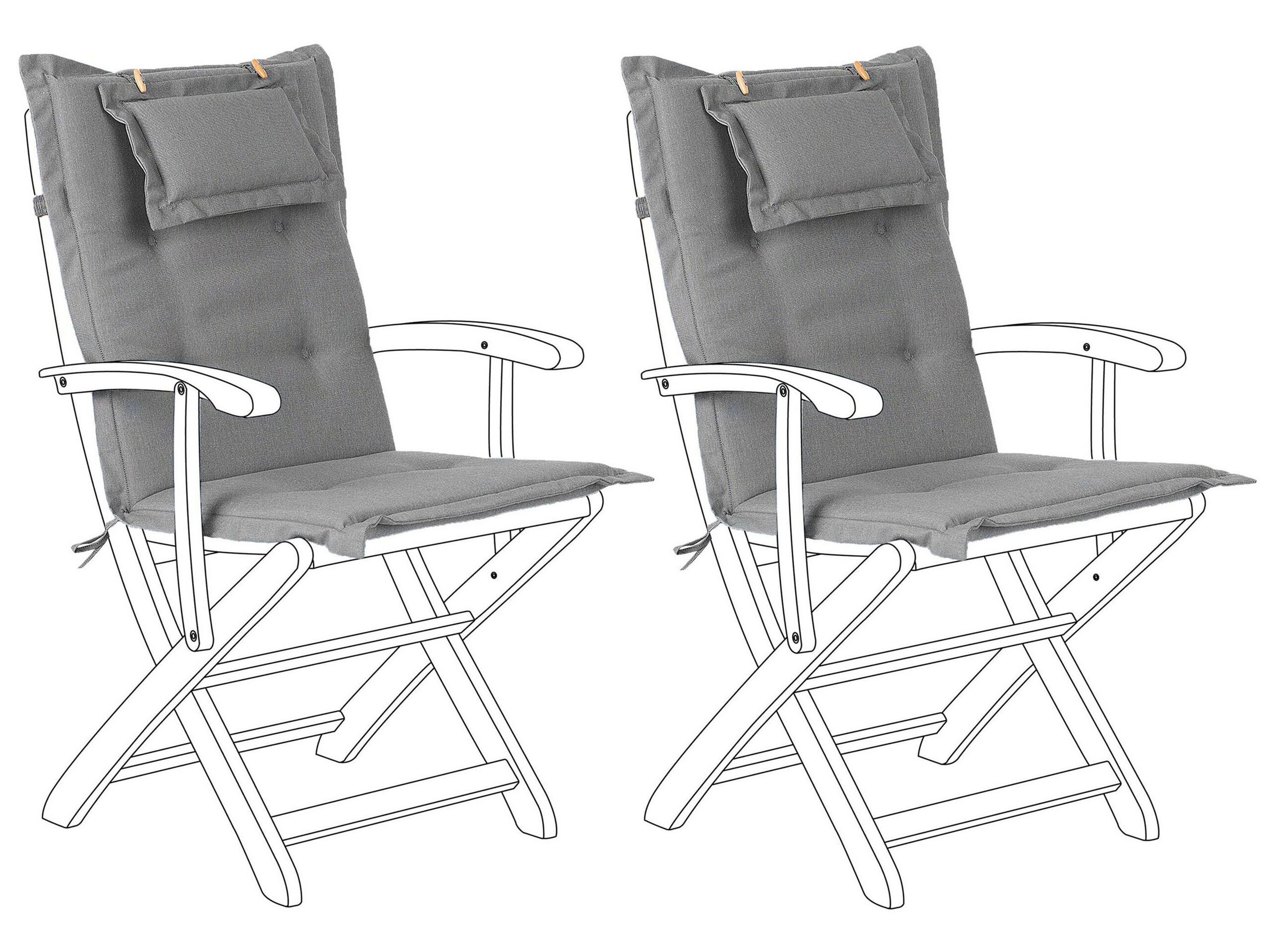 Set of 2 Outdoor Seat/Back Cushions Grey MAUI - Gemini Interiors