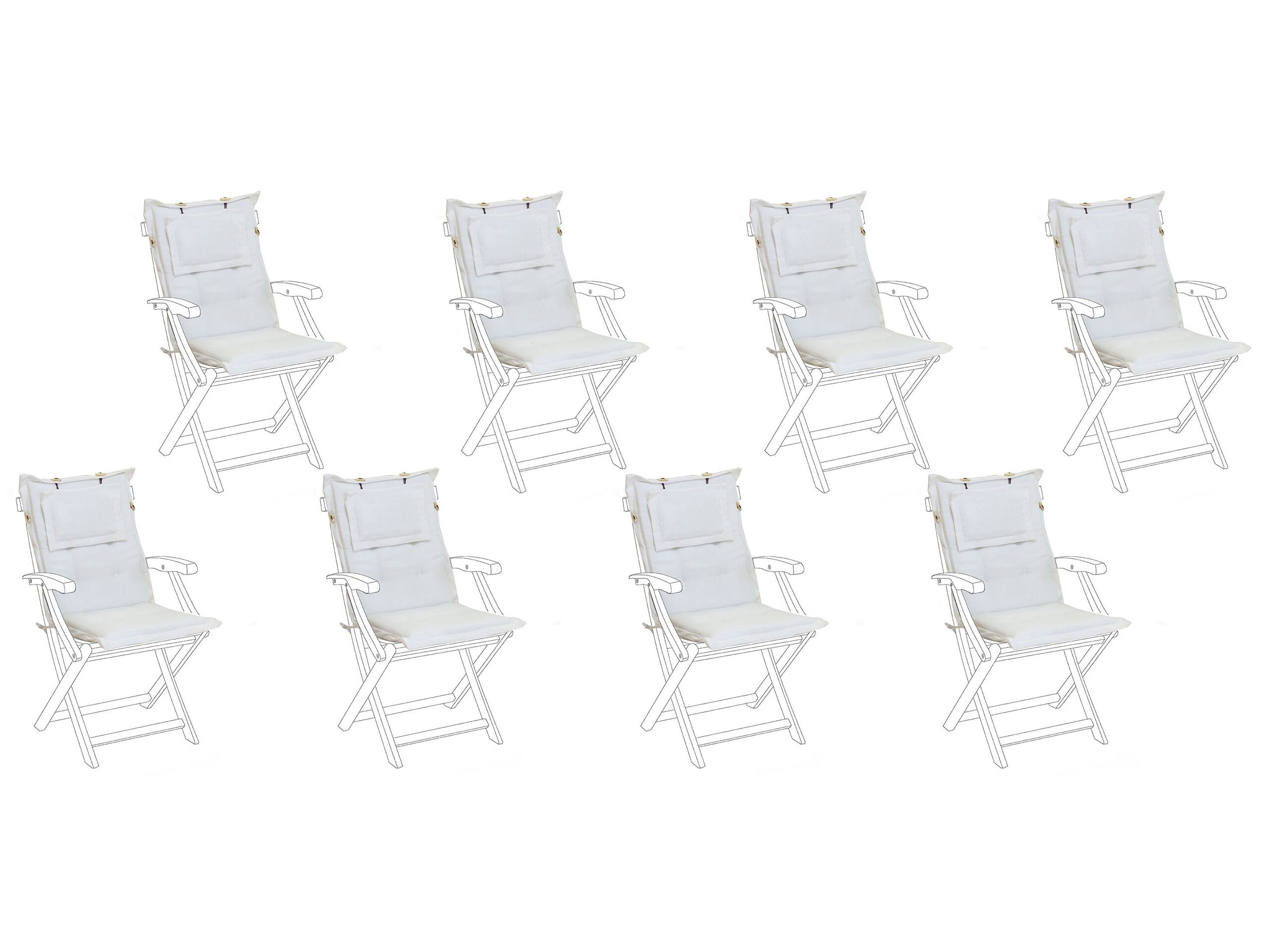 Set of 8 Outdoor Seat/Back Cushions White MAUI - Gemini Interiors
