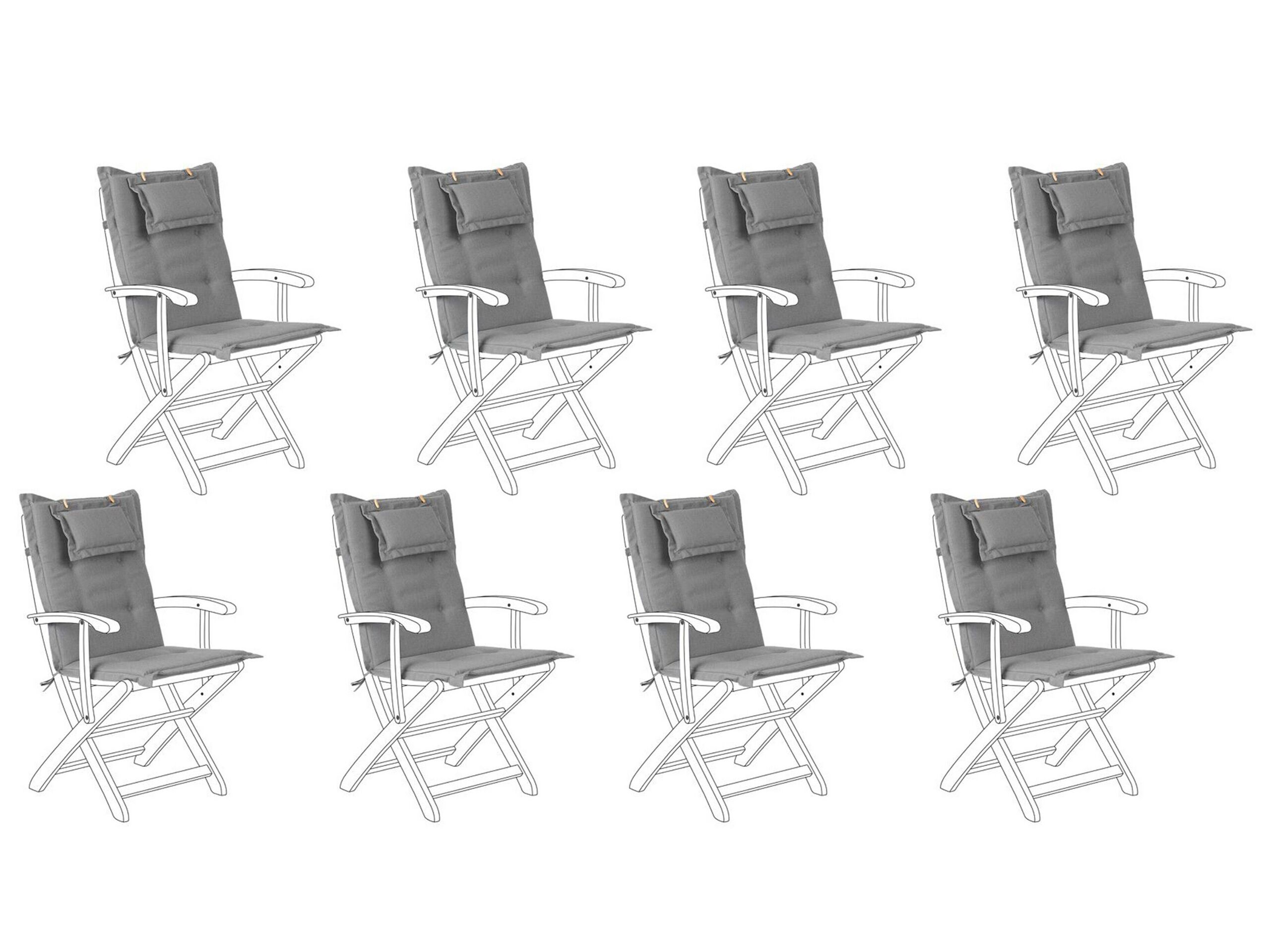 Set of 8 Outdoor Seat/Back Cushions Grey MAUI - Gemini Interiors