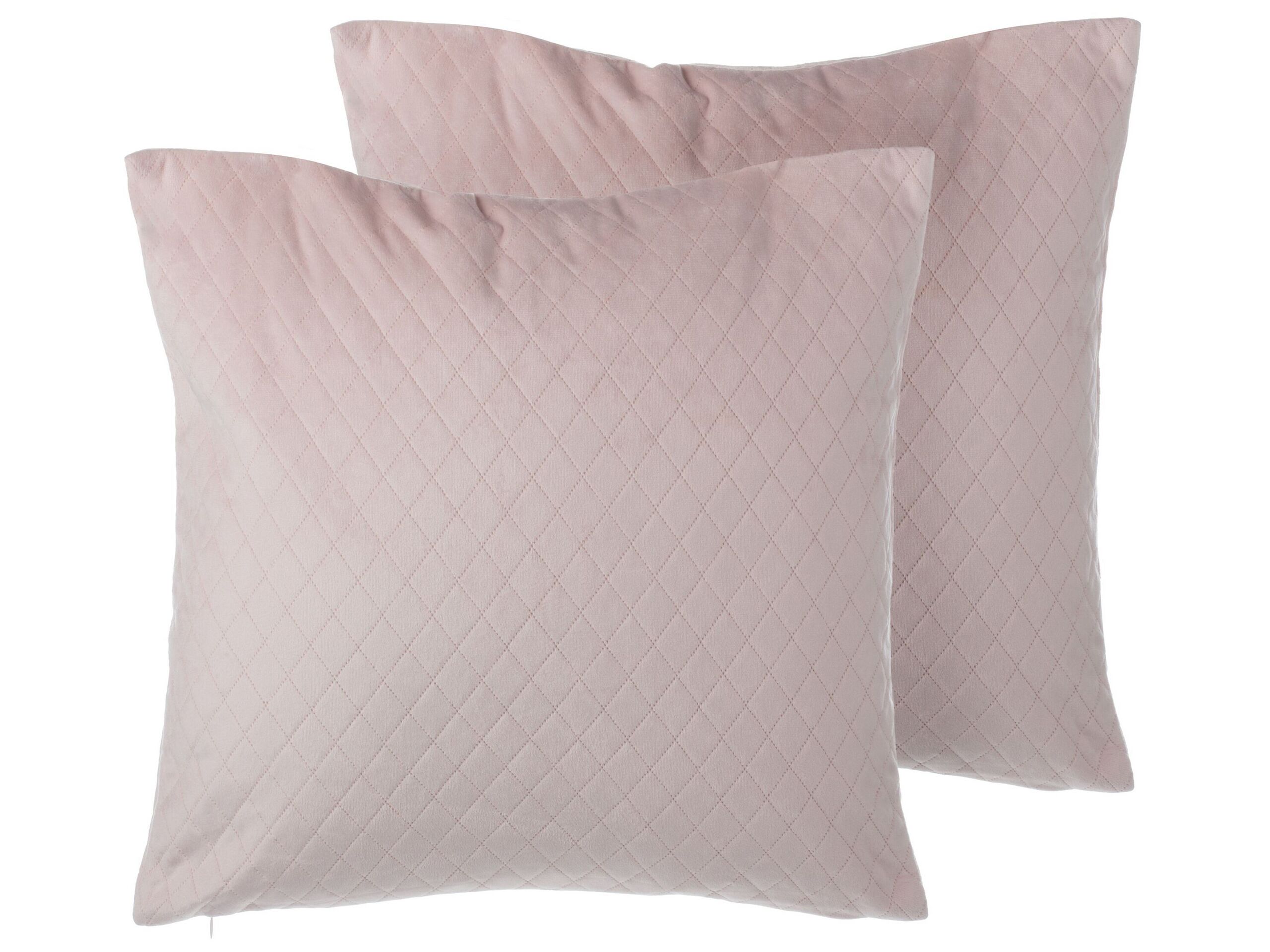 Set of 2 Velvet Cushions Diamond Quilt 45x45 Pink - Gemini Interiors