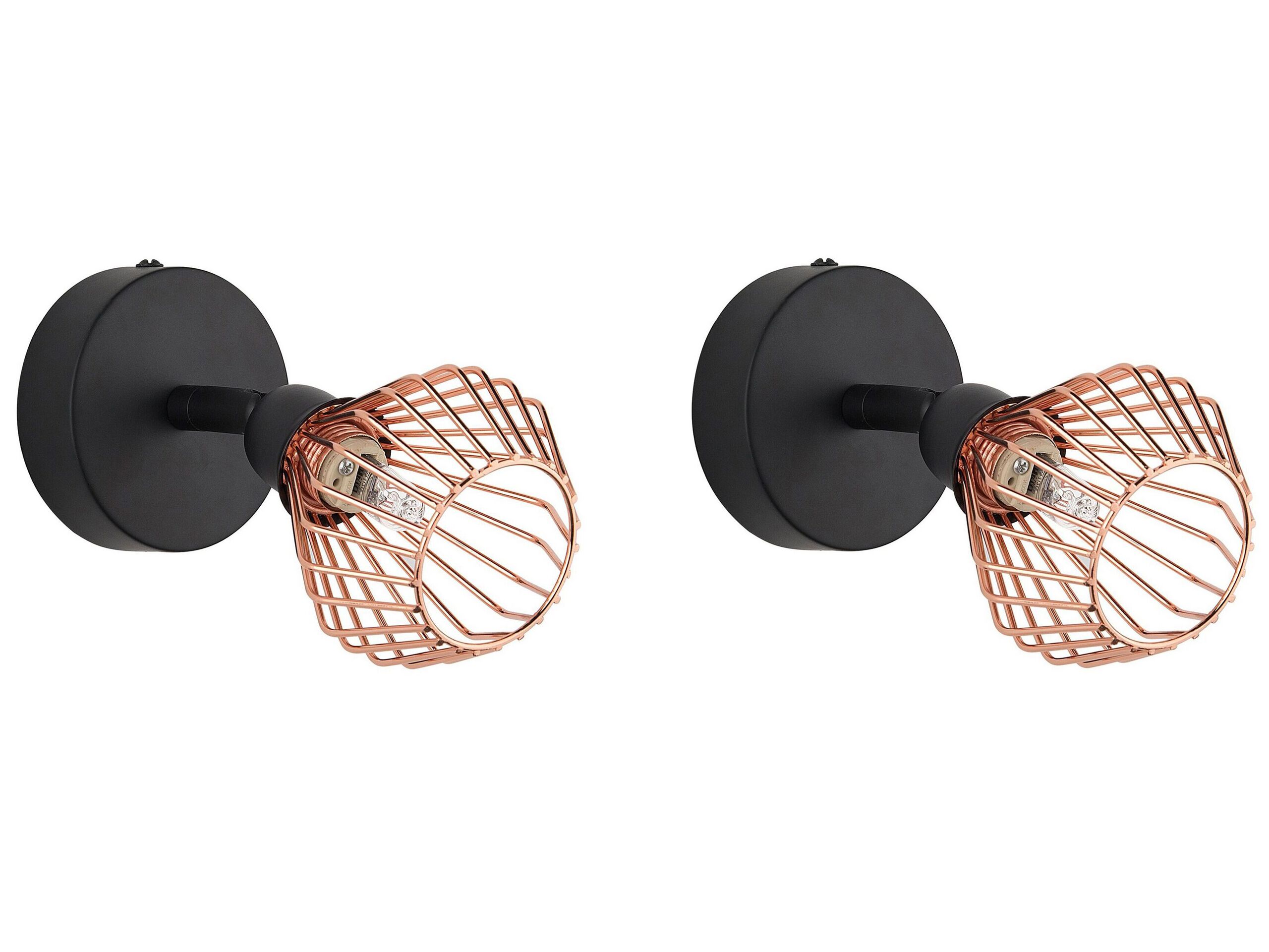 Set of 2 Metal Spotlight Lamps Copper VOLGA - Gemini Interiors