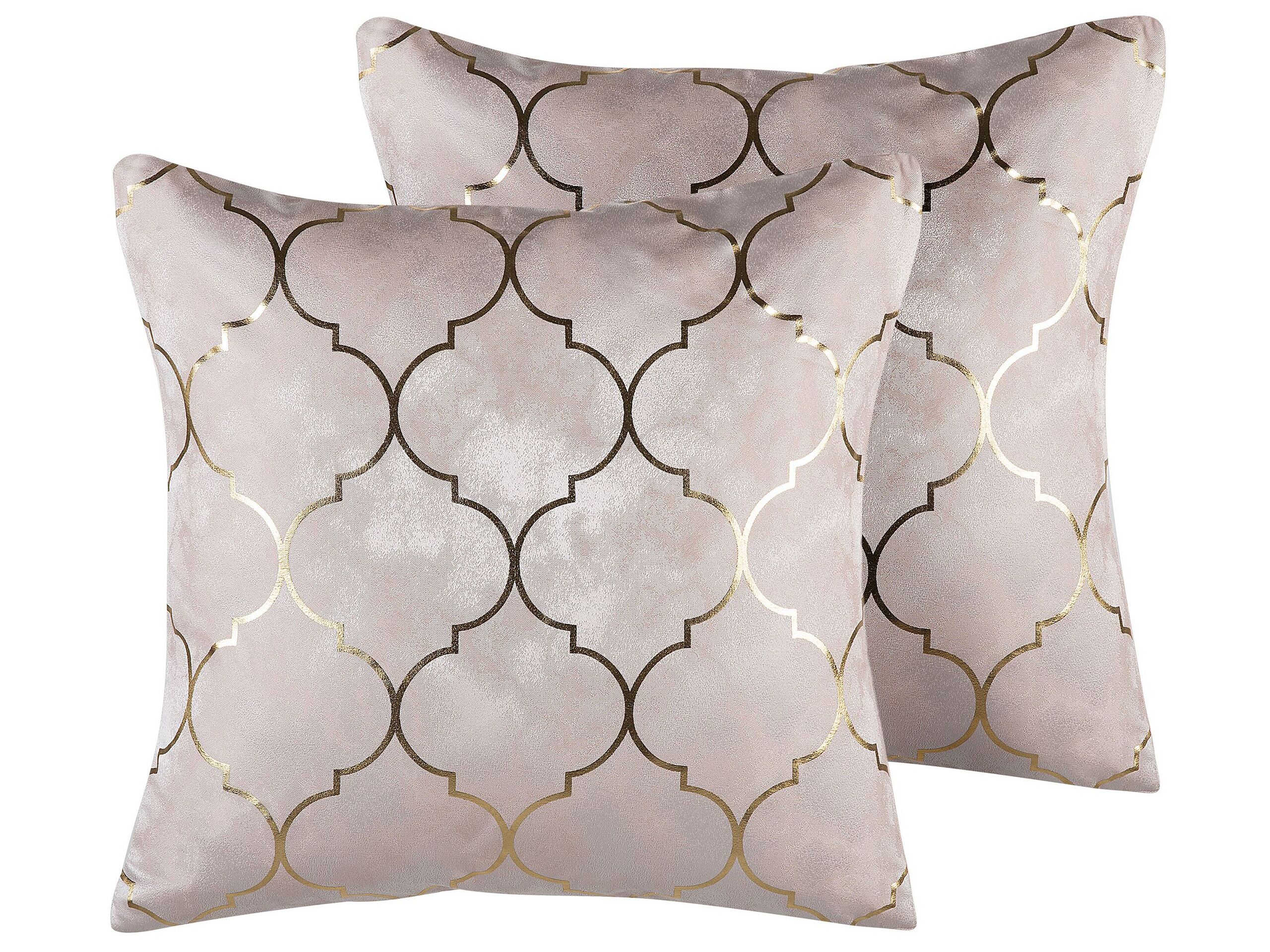 Set of 2 Cushions Moroccan Pattern 45x45cm Pink - Gemini Interiors