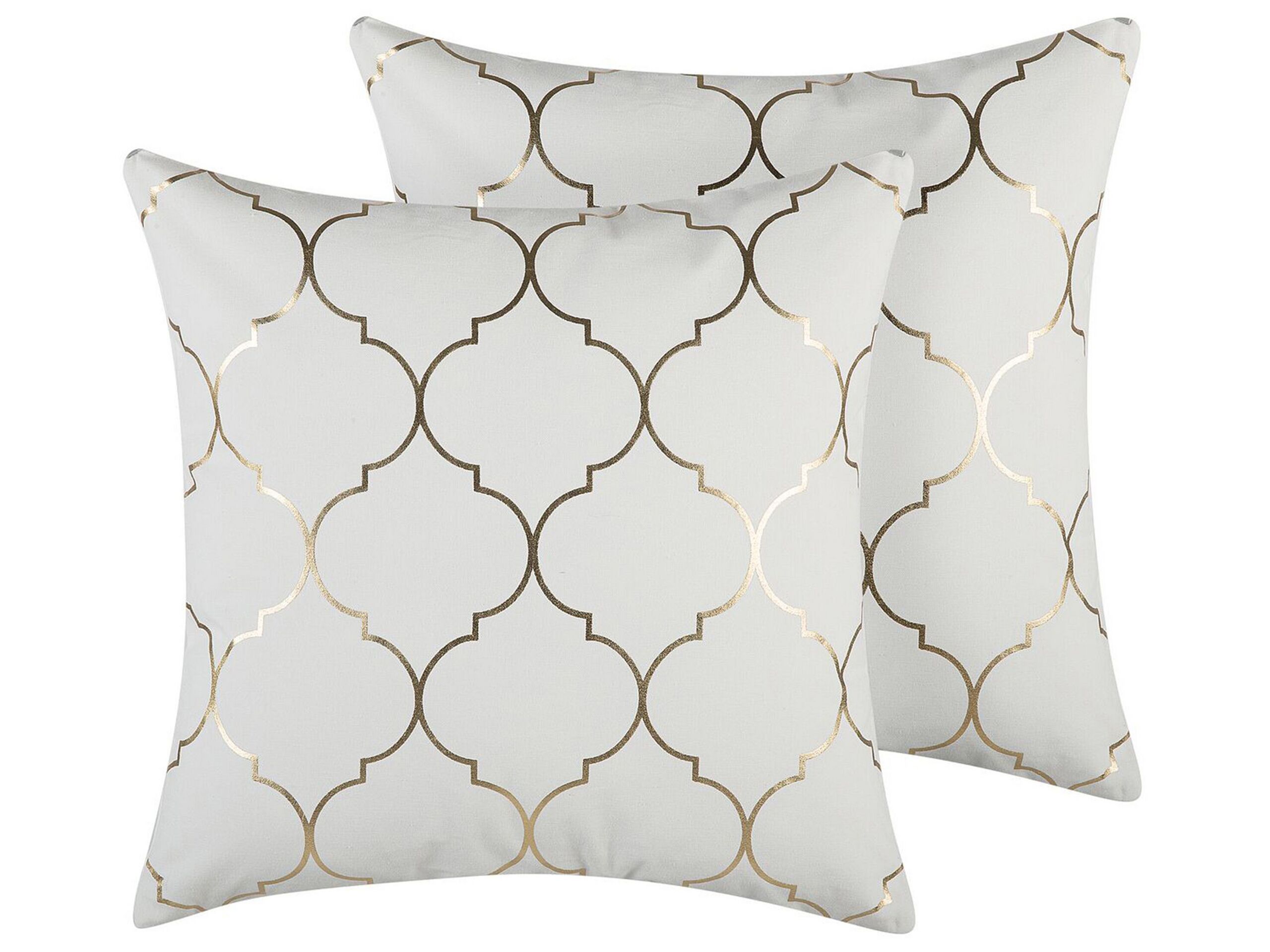 Set of 2 Cotton Cushions Moroccan Pattern 45x45cm White - Gemini Interiors