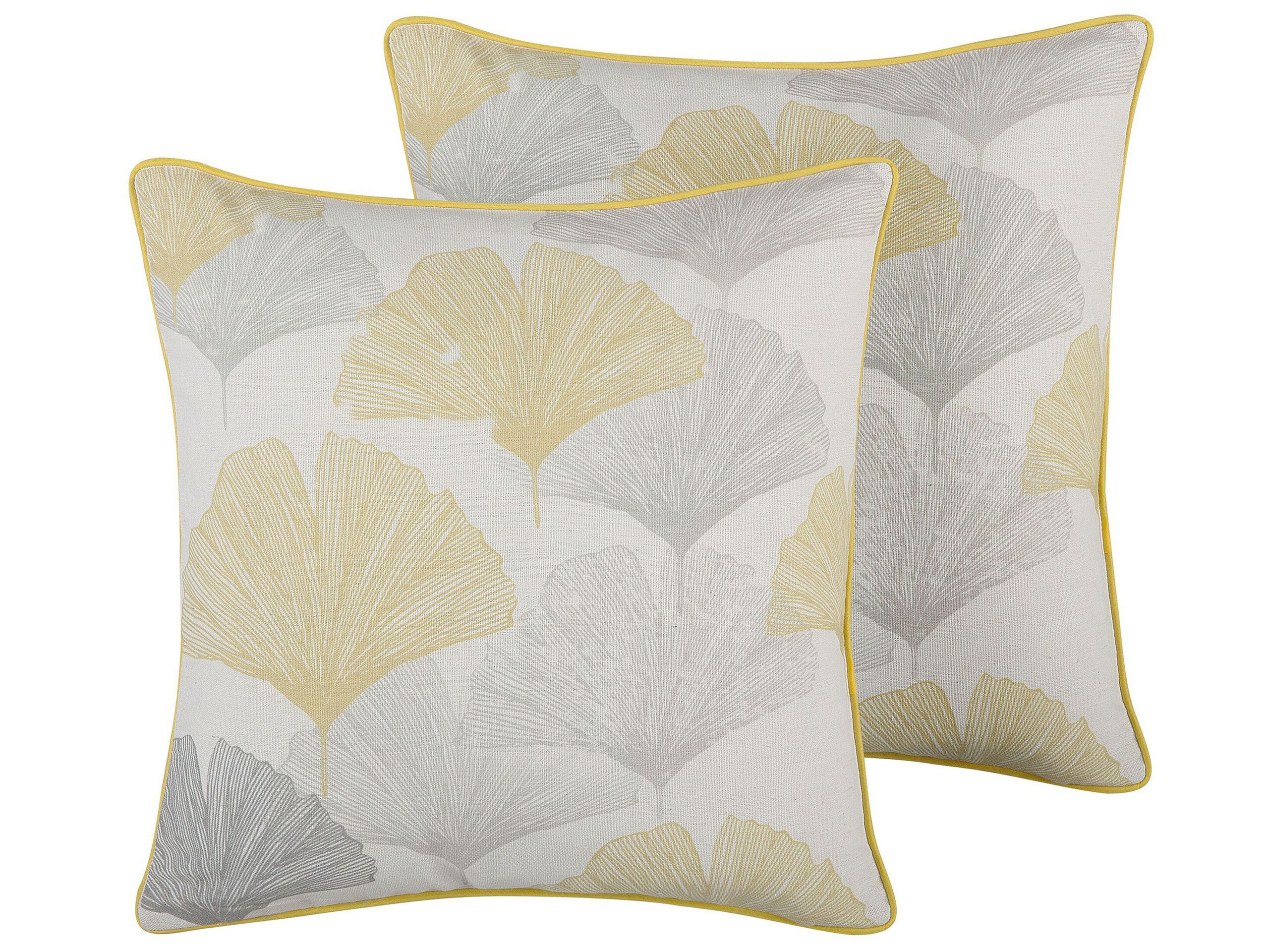 Set of 2 Cushions Leaf Pattern 45x45cm Multicolour - Gemini Interiors