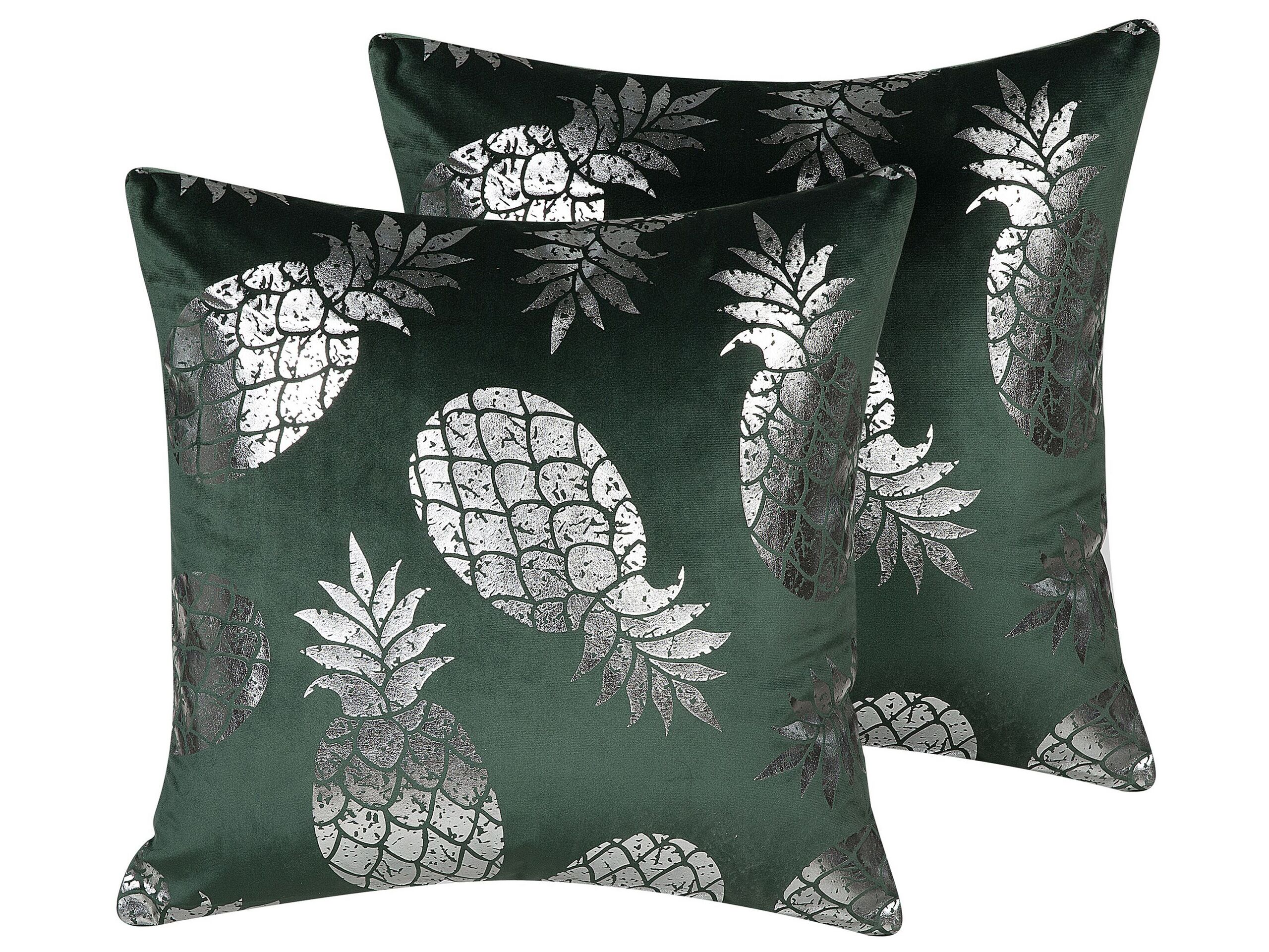 Set of 2 Cushions Pineapple Print 45x45cm Green - Gemini Interiors