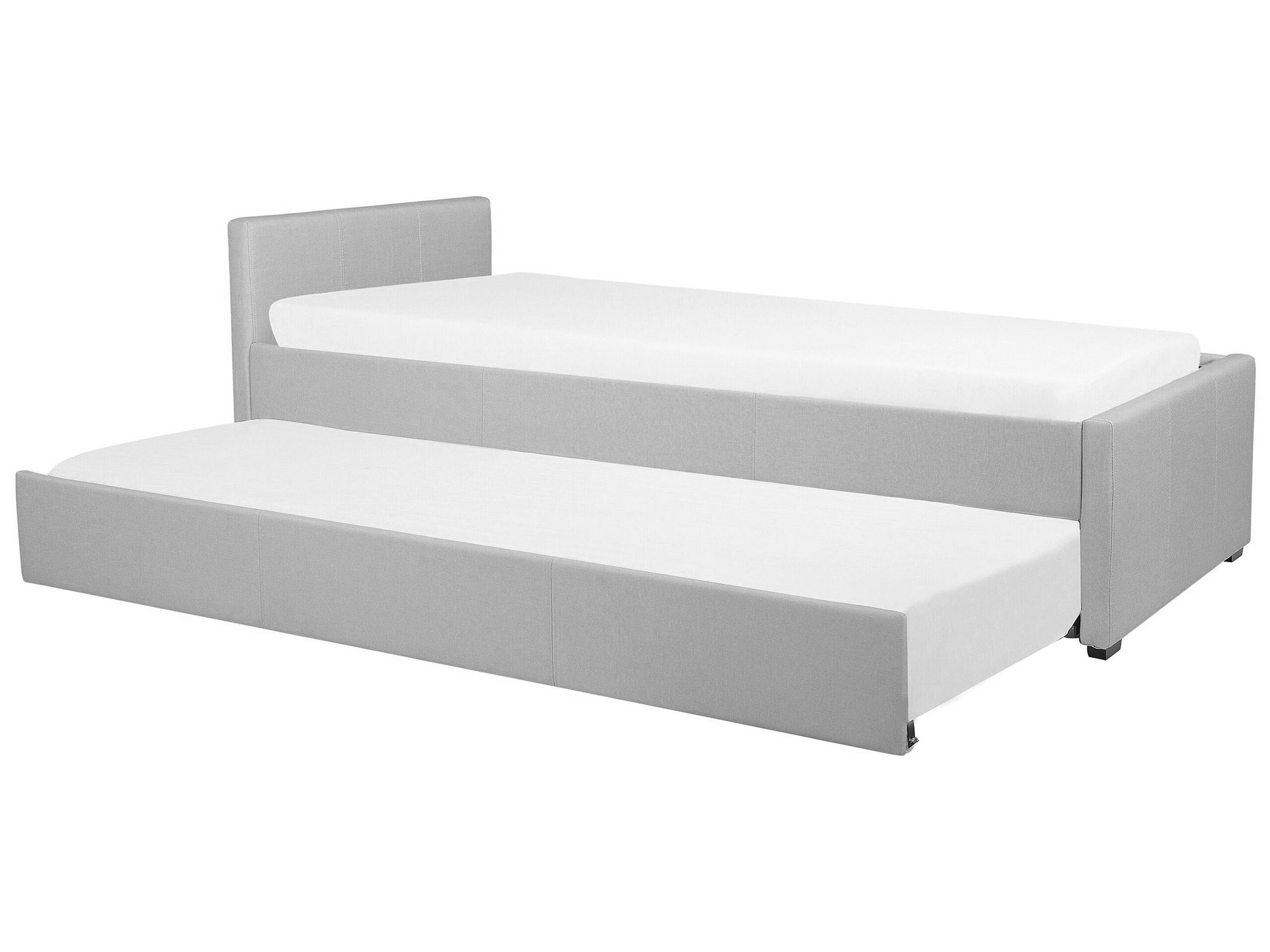 Fabric EU Small Single Trundle Bed Light Grey MARMANDE - Gemini Interiors