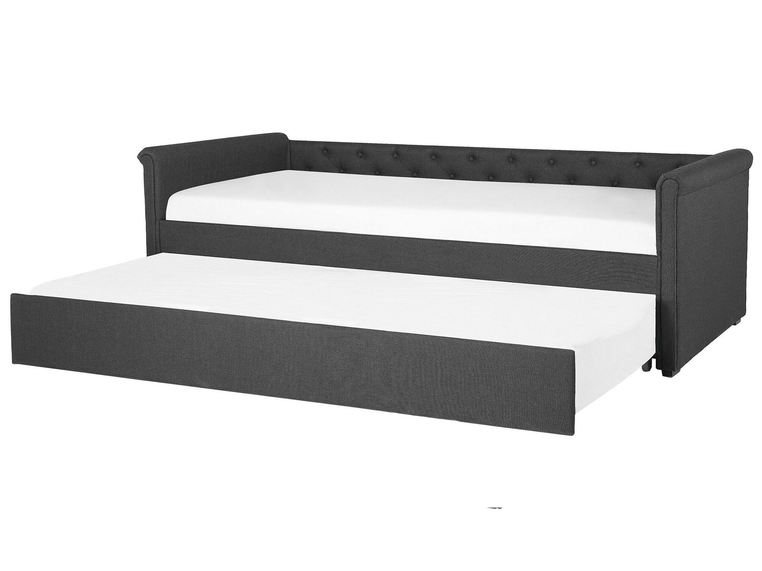 Fabric EU Small Single Trundle Bed Grey LIBOURNE - Gemini Interiors