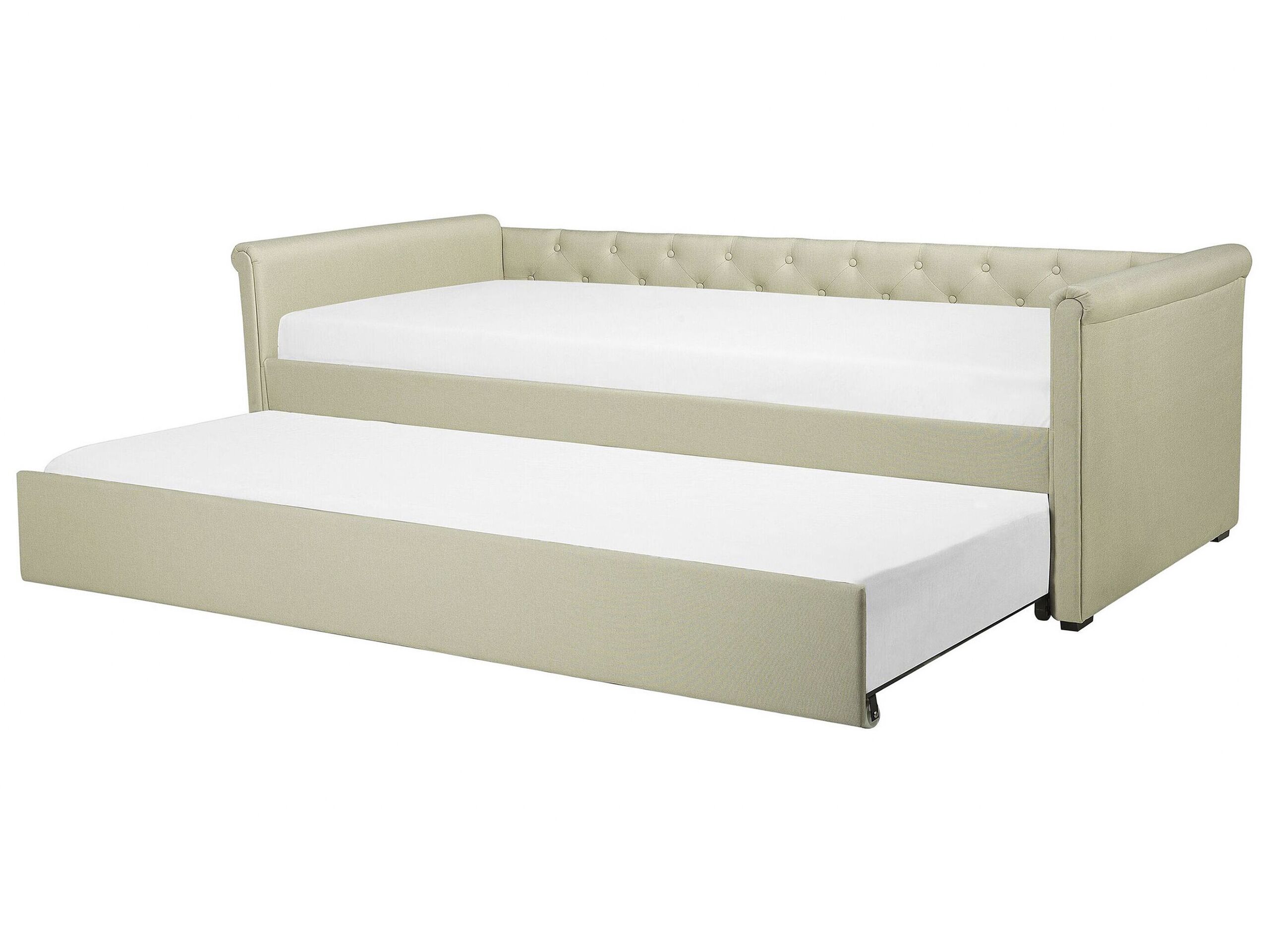 Fabric EU Small Single Trundle Bed Beige LIBOURNE - Gemini Interiors