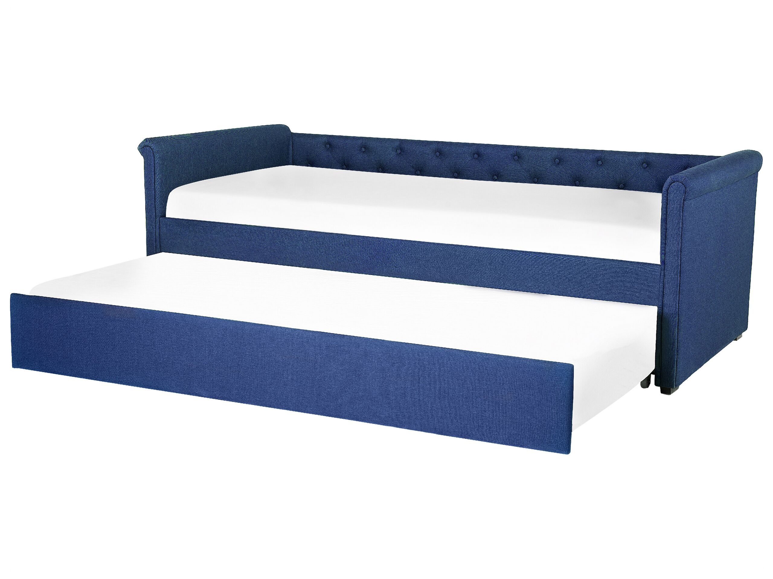 Fabric EU Small Single Trundle Bed Blue LIBOURNE - Gemini Interiors