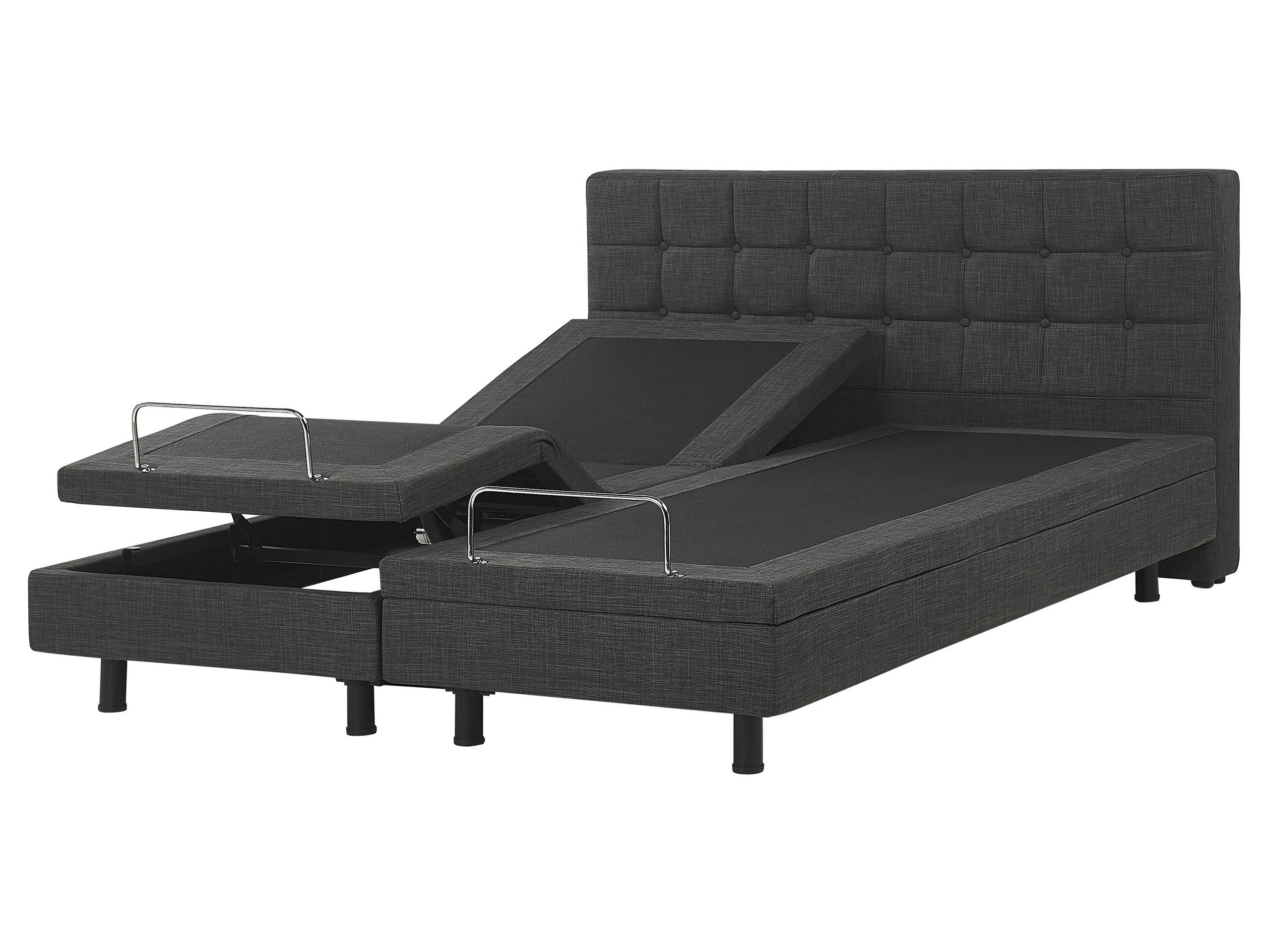 Fabric EU King Size Adjustable Bed Grey DUKE - Gemini Interiors