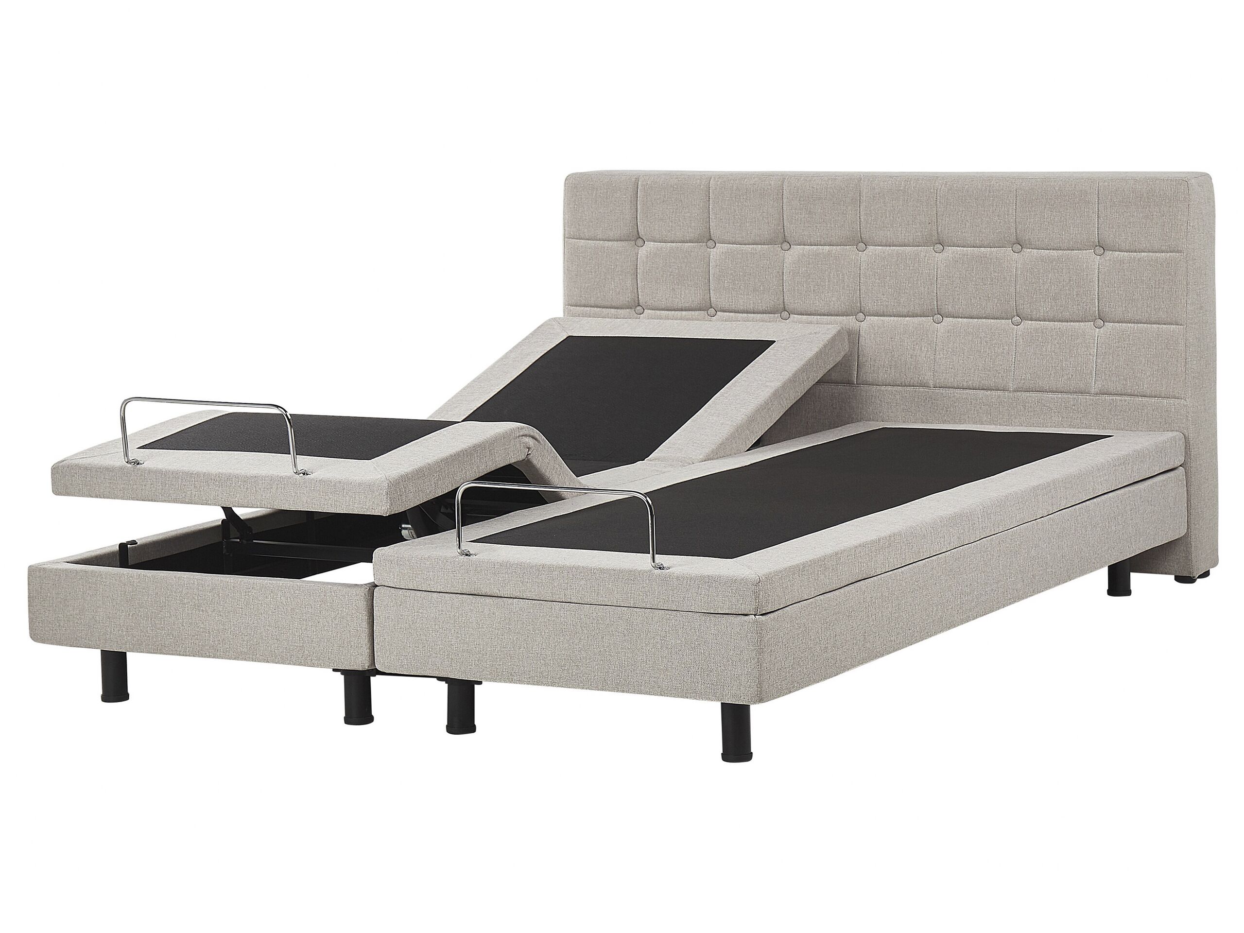 Fabric EU King Size Adjustable Bed Beige DUKE - Gemini Interiors