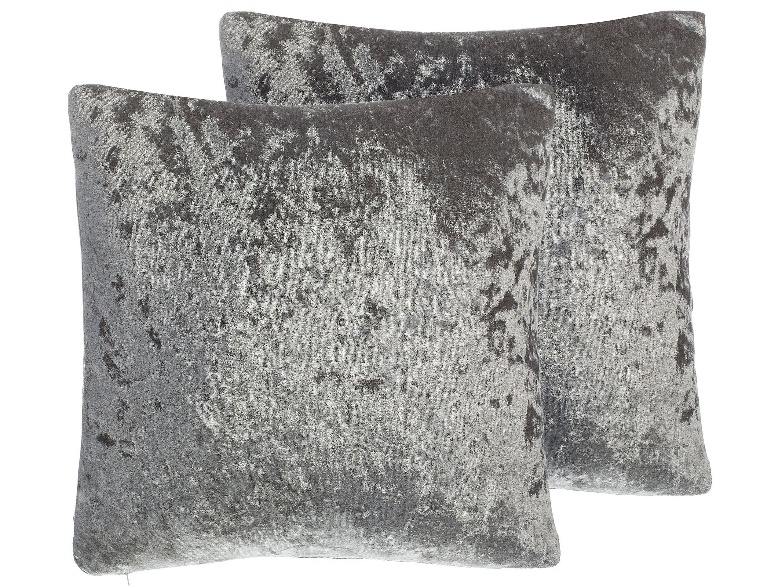 Set of 2 Velvet Cushions 45x45 Grey - Gemini Interiors