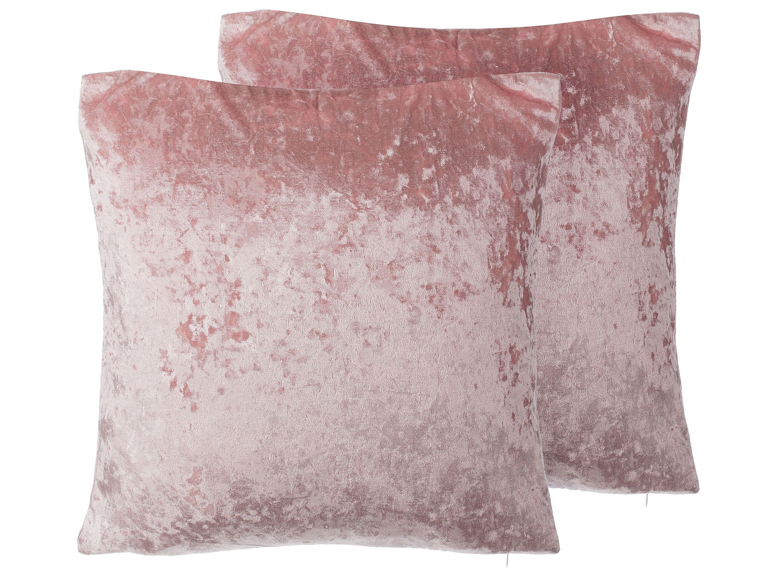 Set of 2 Velvet Cushions 45x45cm Pink - Gemini Interiors