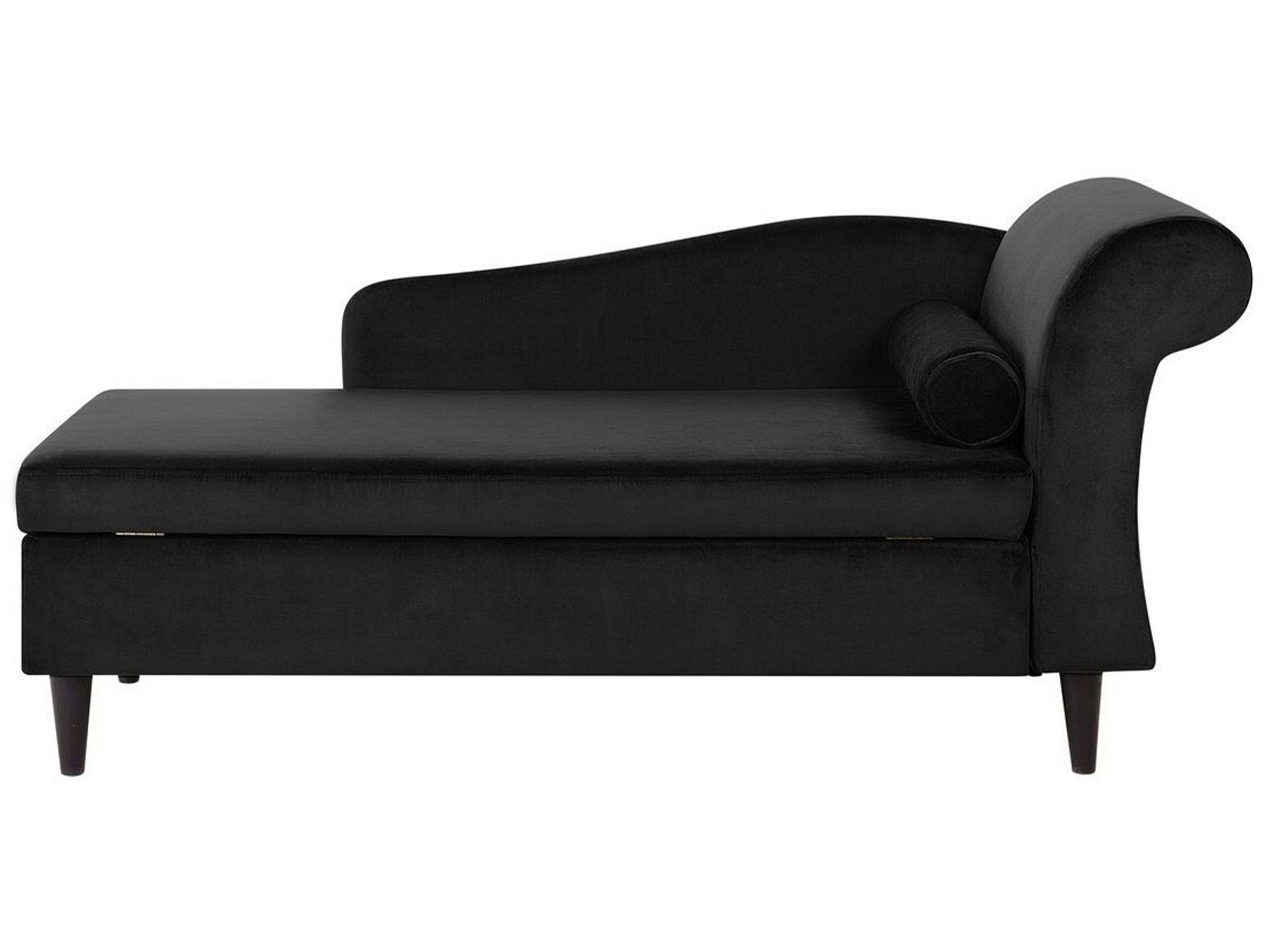 Right Hand Velvet Chaise Lounge Black LUIRO - Gemini Interiors