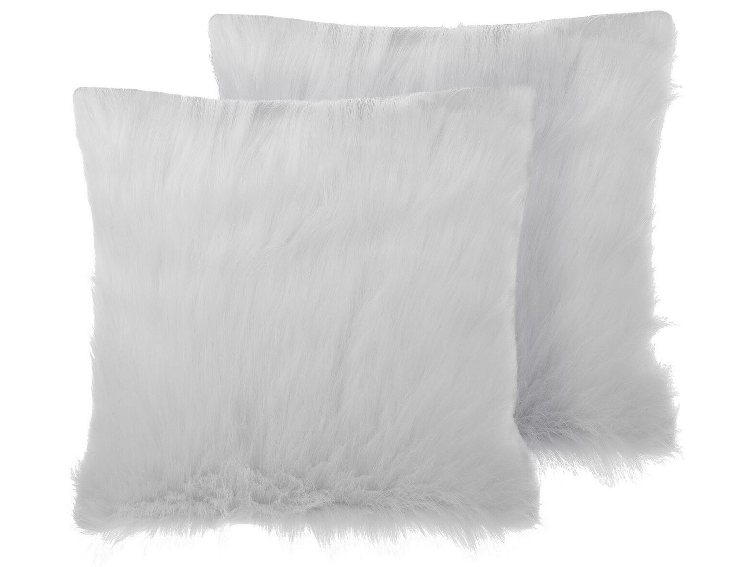 Set of 2 Faux Fur Cushions 45x45cm Beige - Gemini Interiors
