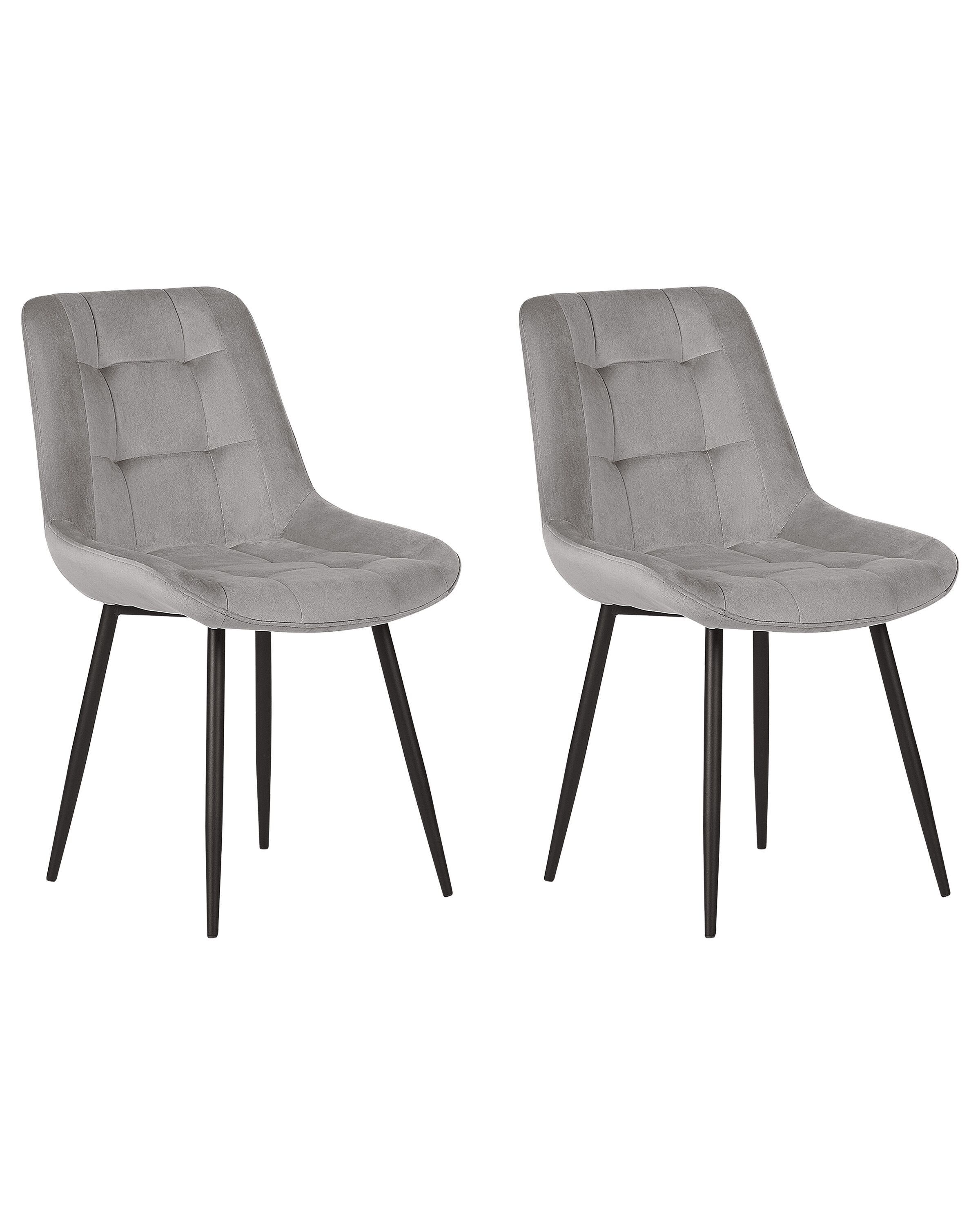 Set of 2 Velvet Dining Chairs Grey MELROSE - Gemini Interiors