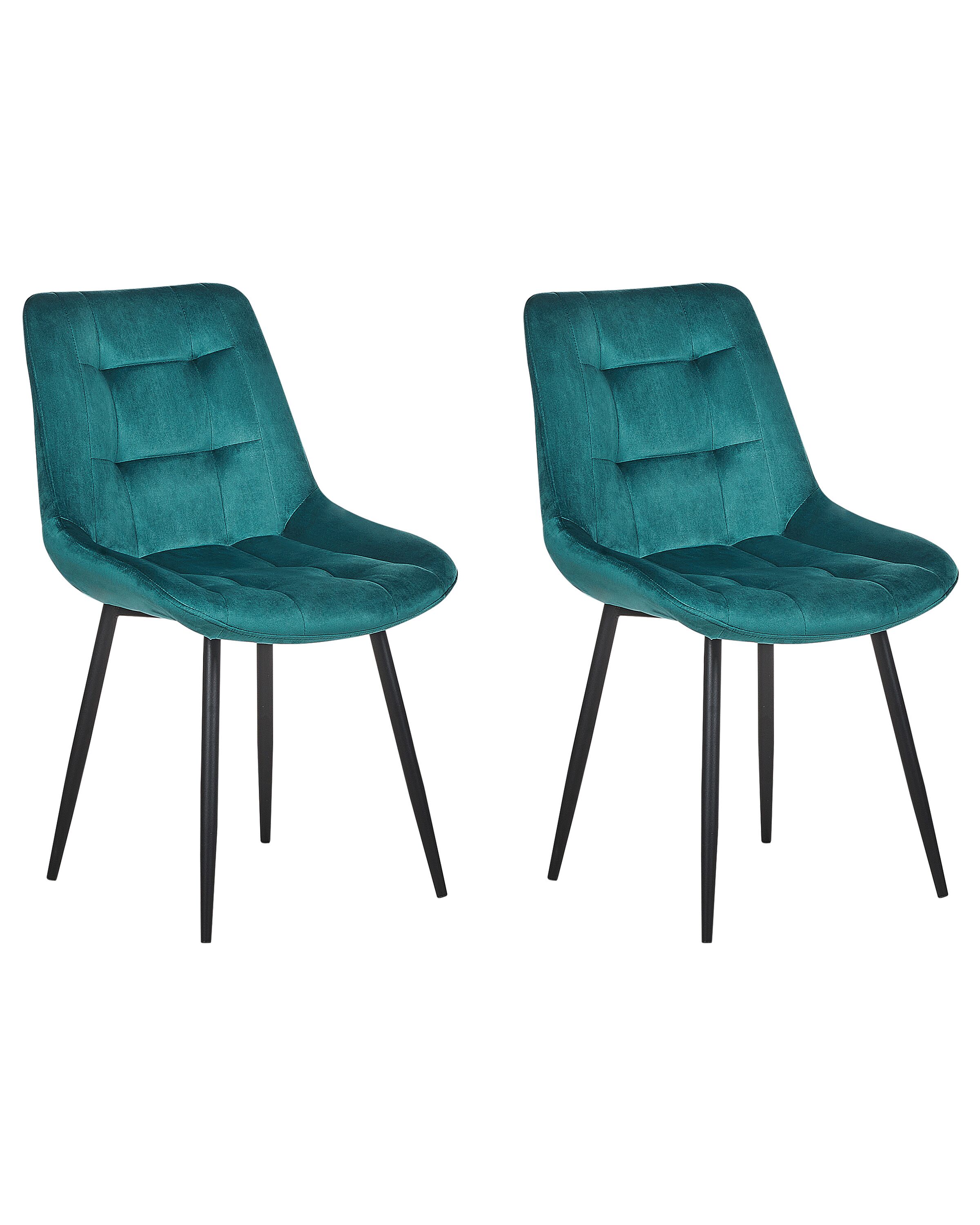 Set of 2 Velvet Dining Chairs Blue MELROSE - Gemini Interiors