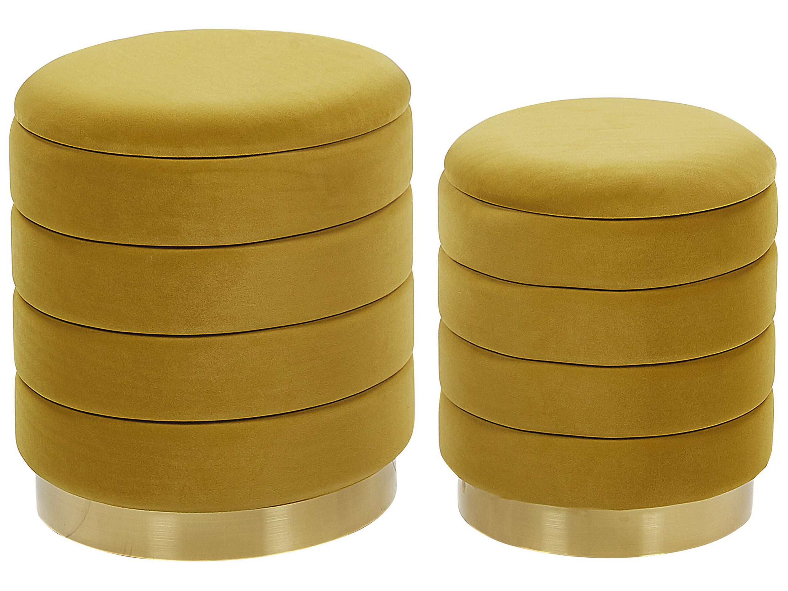 Set of 2 Storage Pouffes Mustard GARLAND - Gemini Interiors