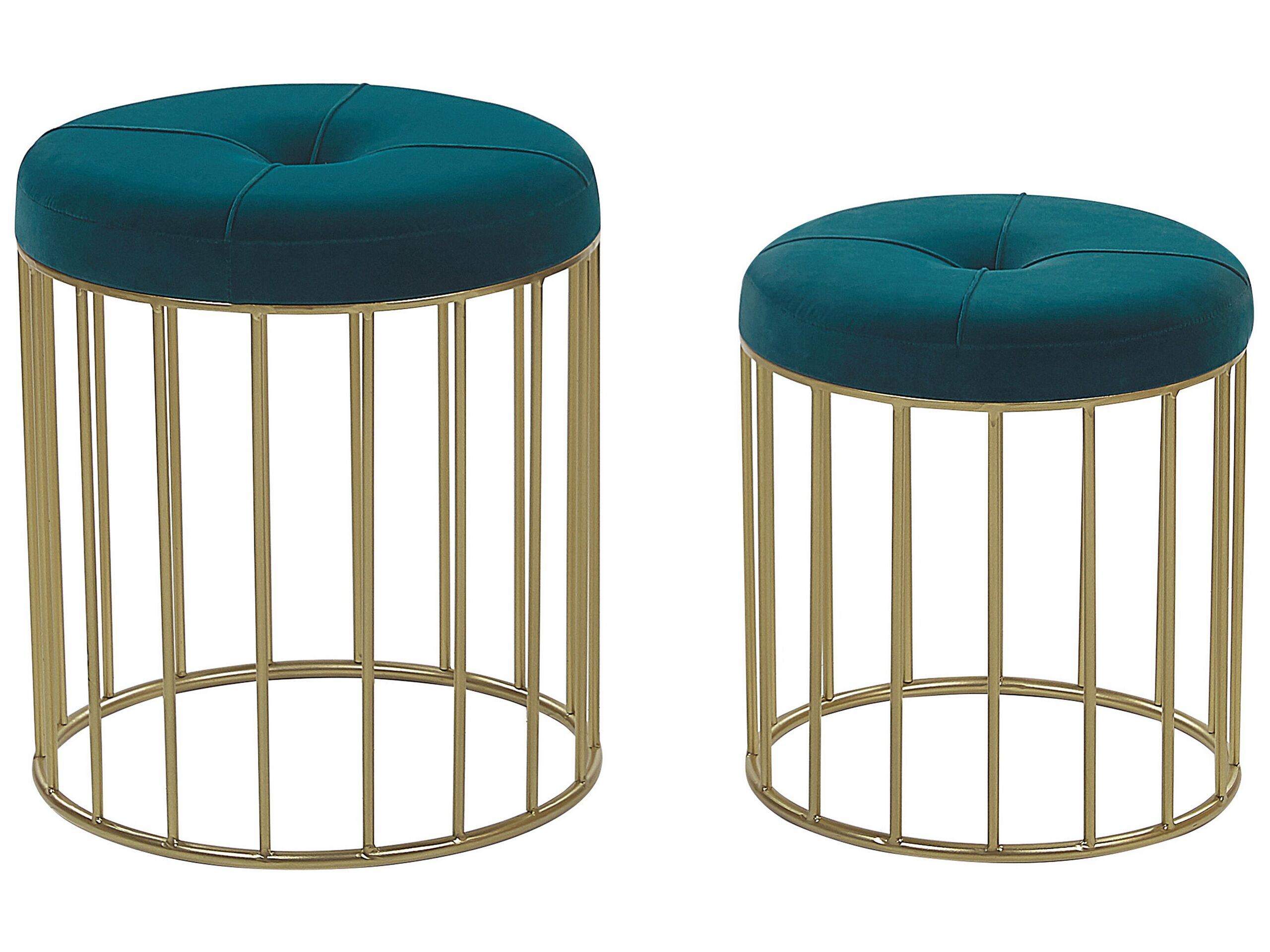 Set of 2 Stools Teal Blue LUBBOCK - Gemini Interiors