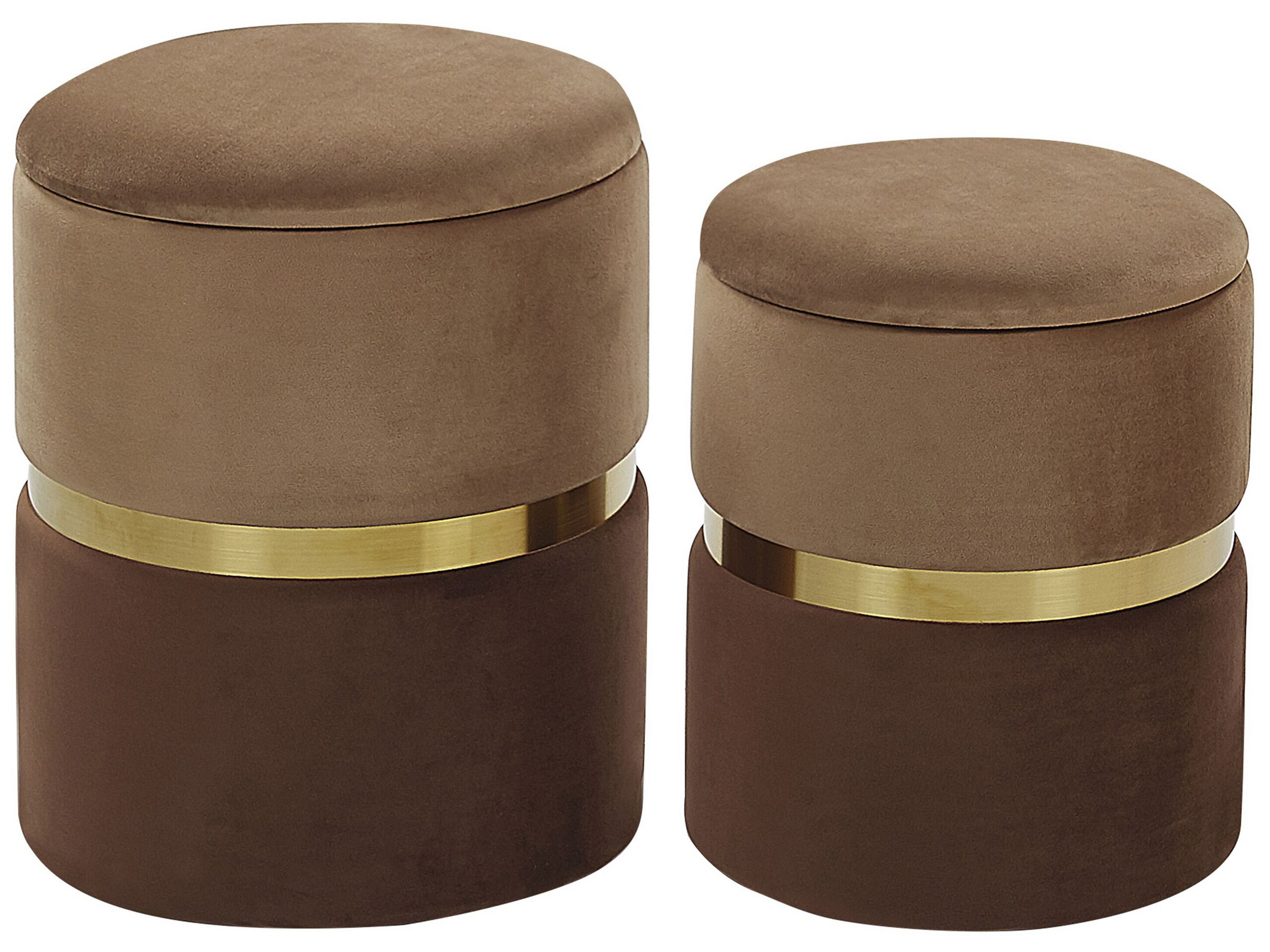 Set of 2 Storage Pouffes Brown WICHITA - Gemini Interiors