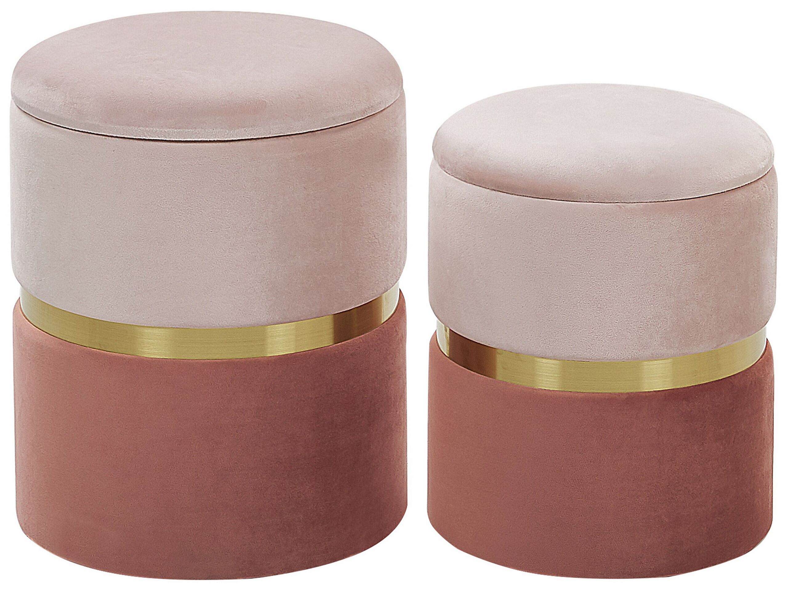 Set of 2 Storage Pouffes Pink WICHITA - Gemini Interiors