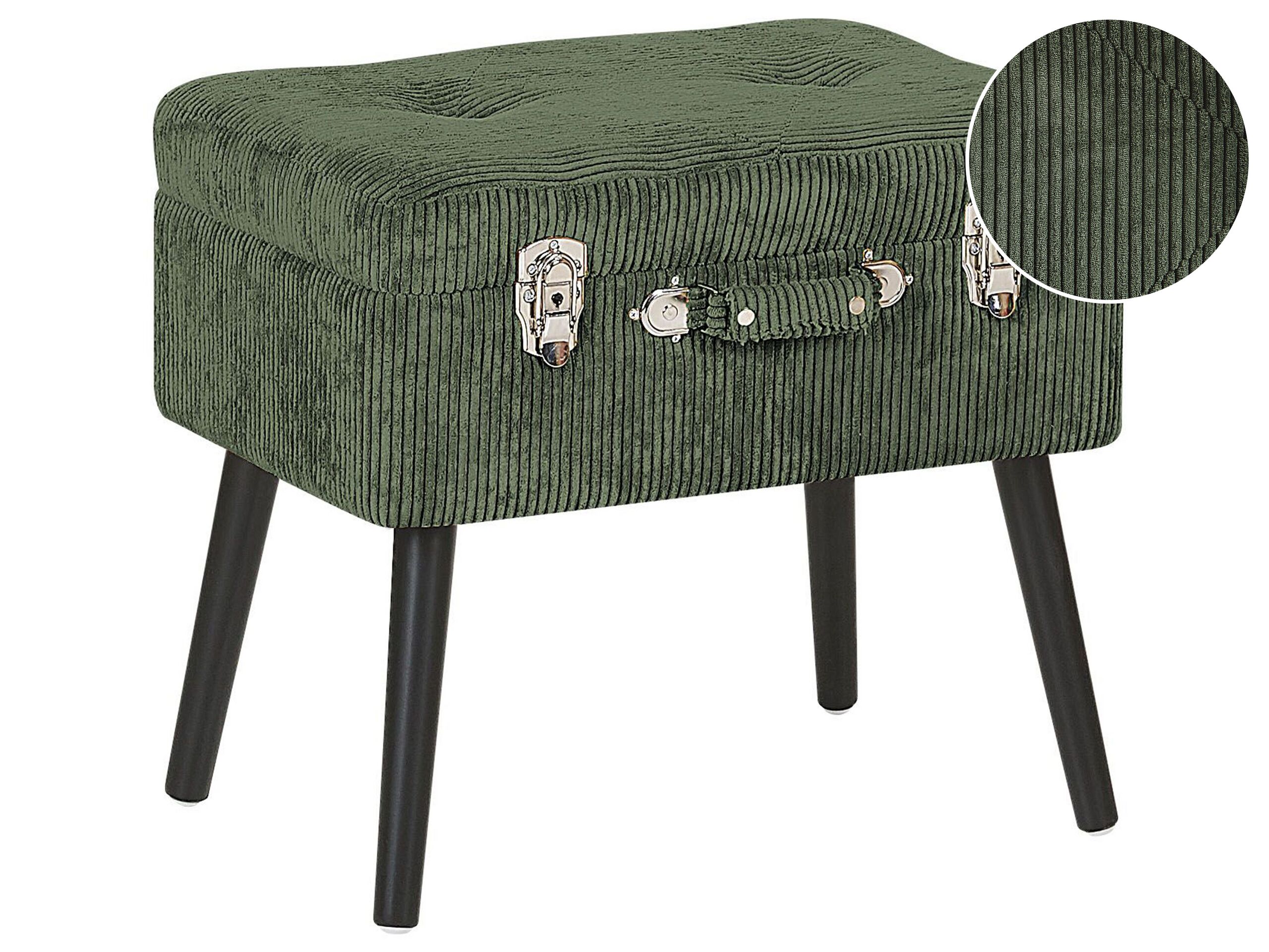 Corduroy Storage Stool Green MALLARD - Gemini Interiors