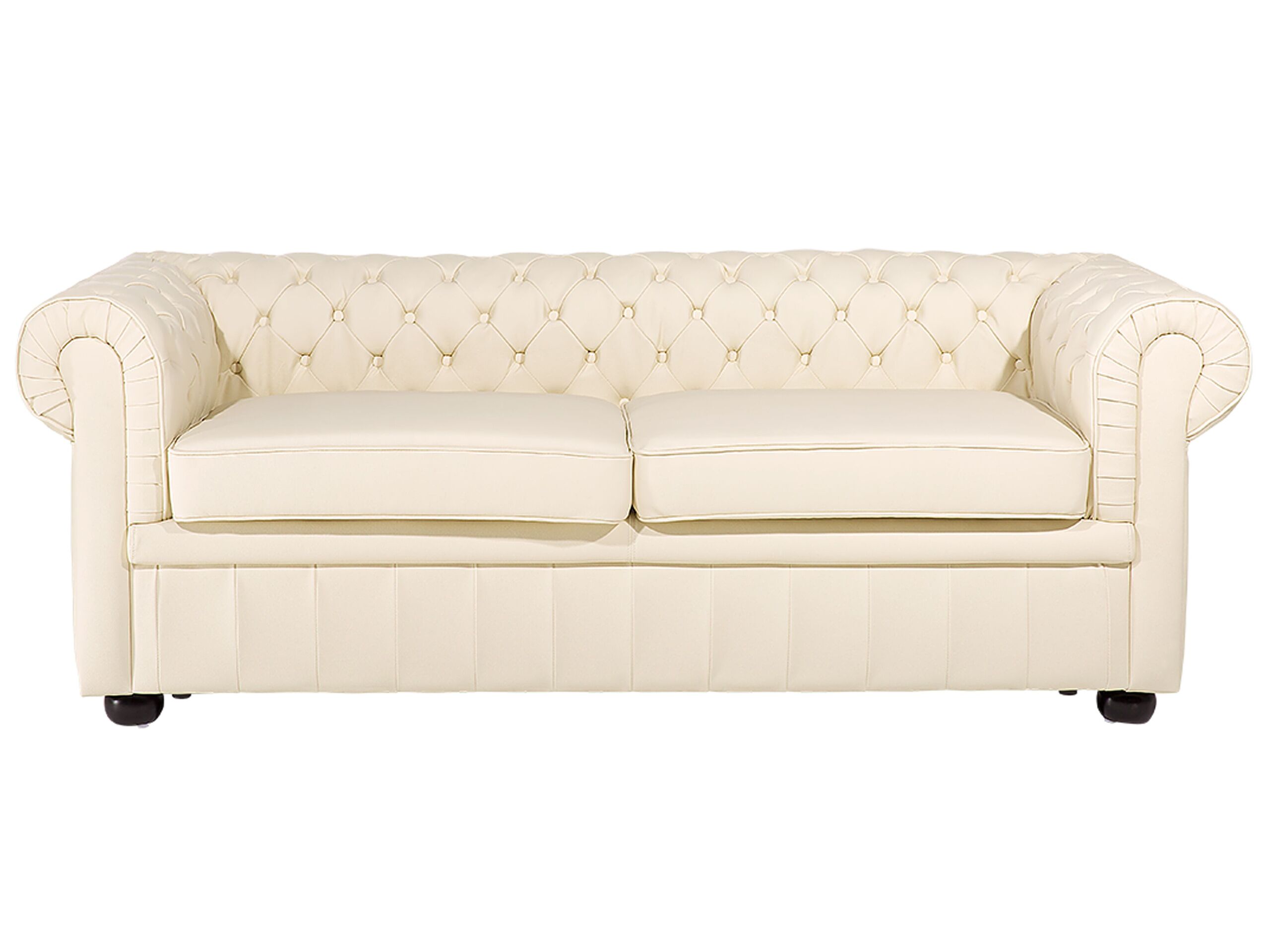 3 Seater Leather Sofa Cream CHESTERFIELD - Gemini Interiors