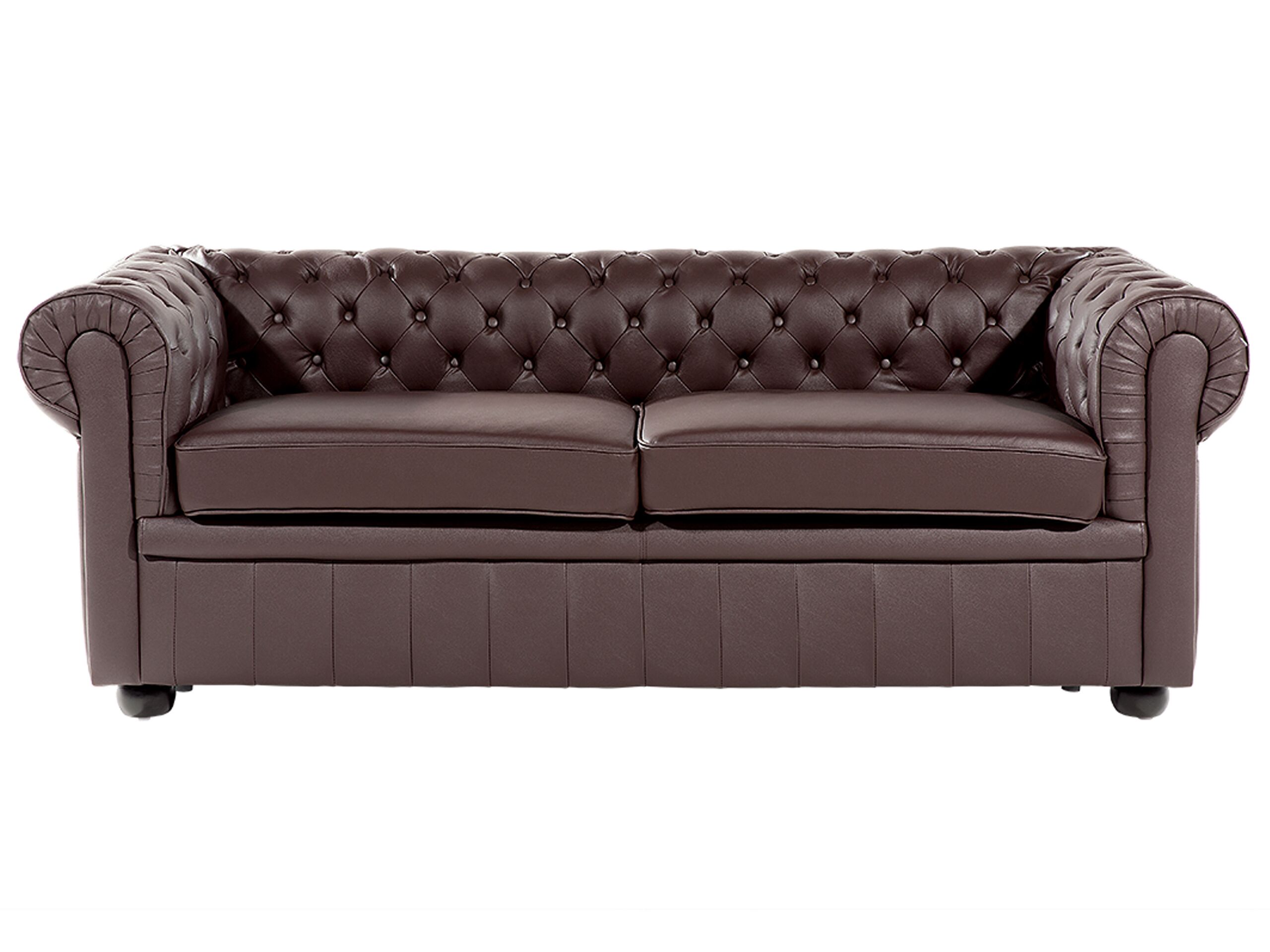 3 Seater Leather Sofa Brown CHESTERFIELD - Gemini Interiors