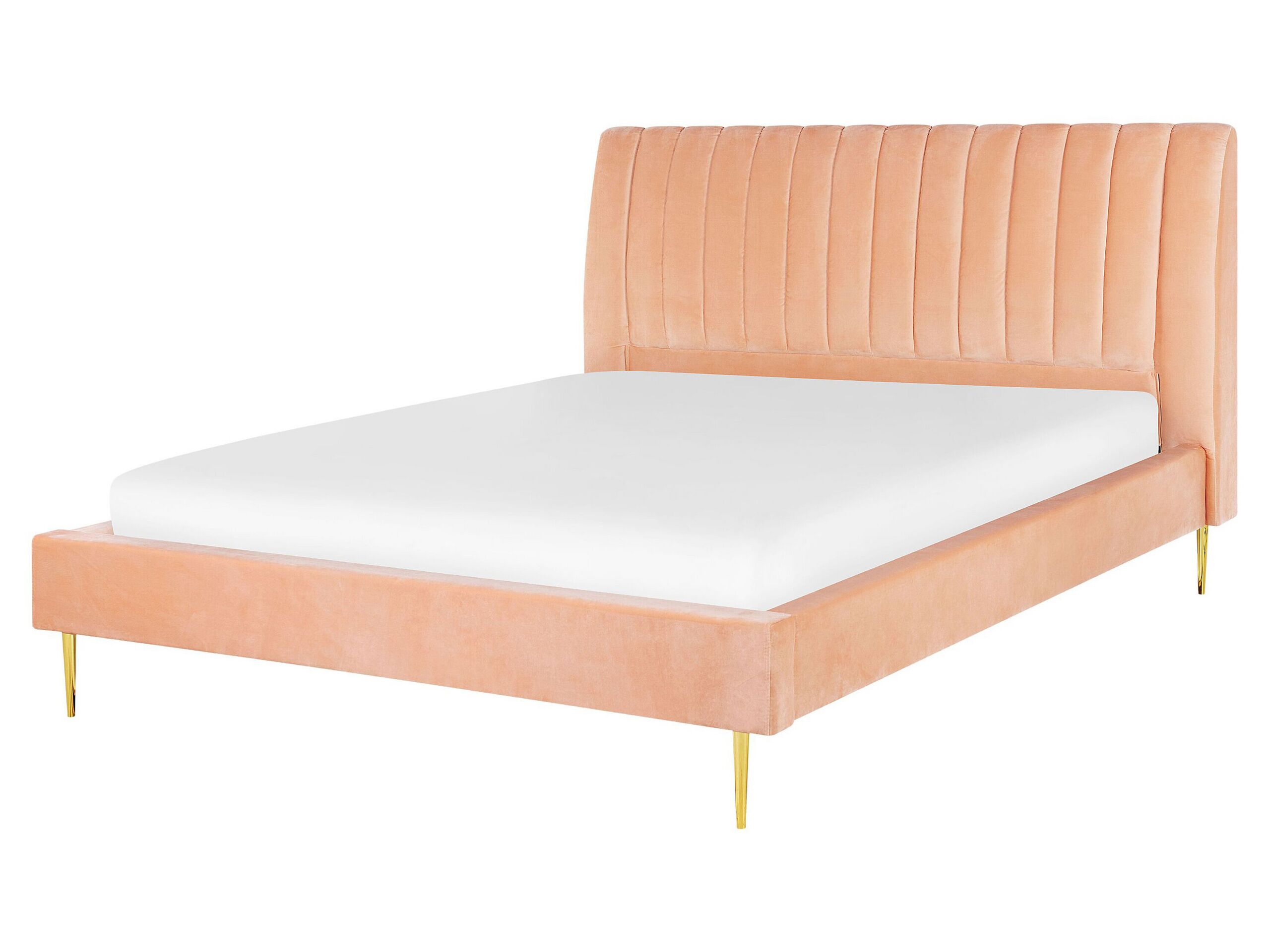 Velvet EU King Size Bed Peach MARVILLE - Gemini Interiors