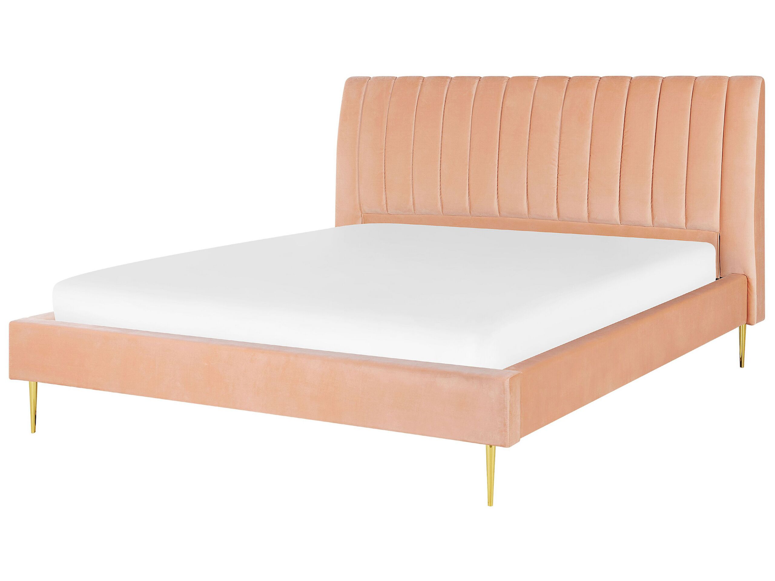 Velvet EU Super King Size Bed Peach MARVILLE - Gemini Interiors
