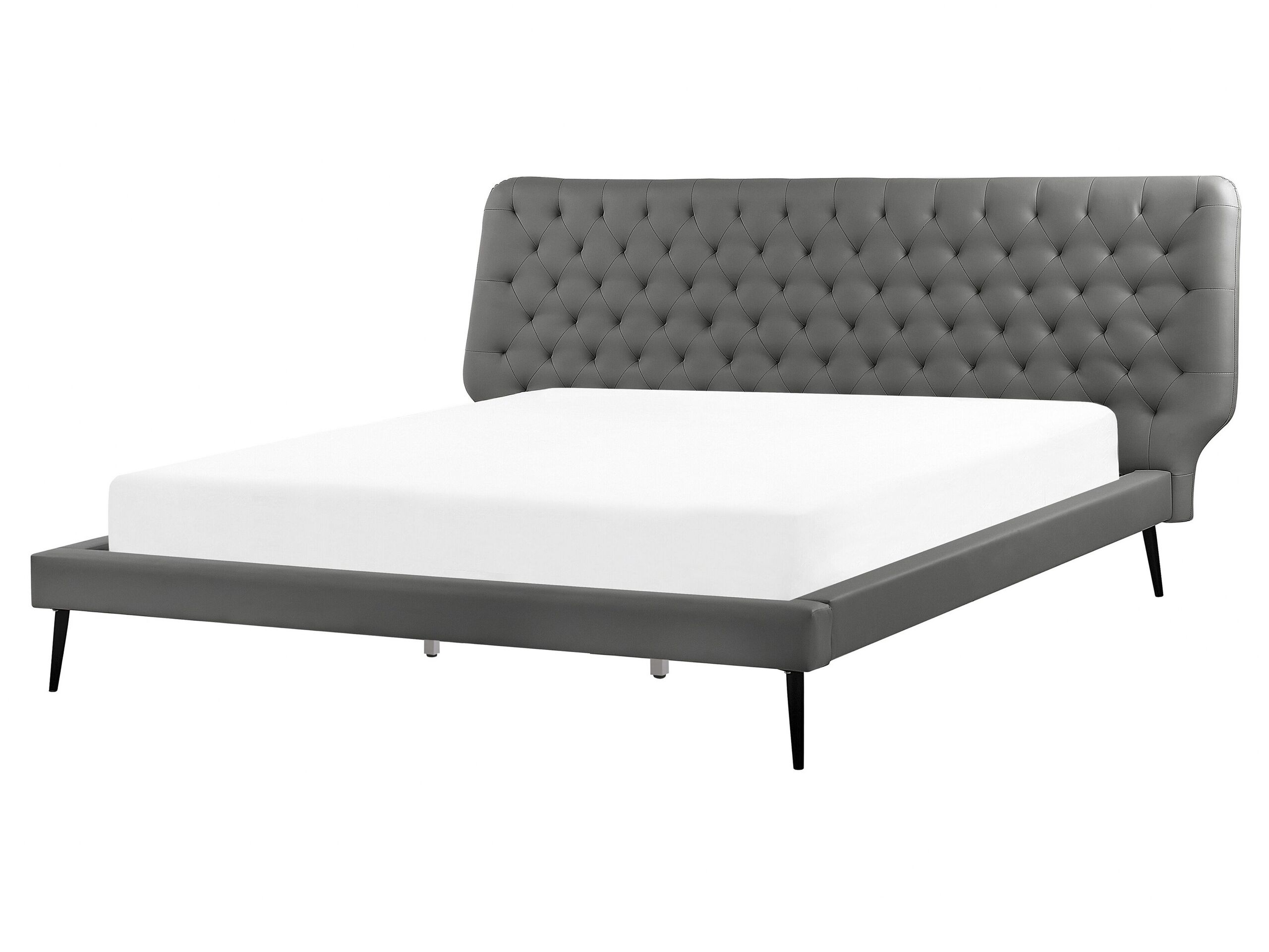 Faux Leather EU King Size Bed Grey ESSONNE - Gemini Interiors