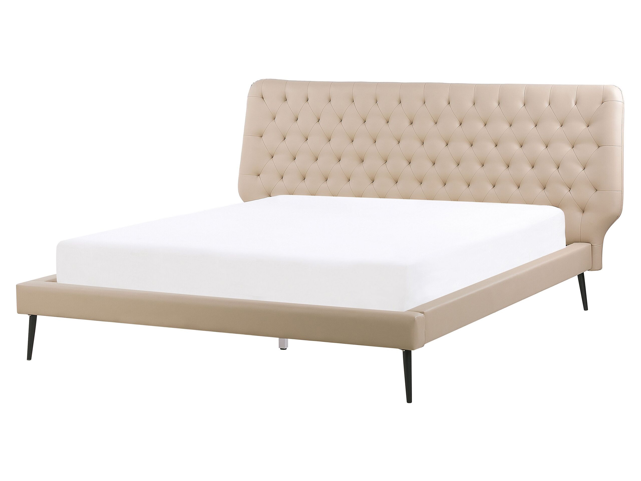 Faux Leather EU King Size Bed Beige ESSONNE - Gemini Interiors