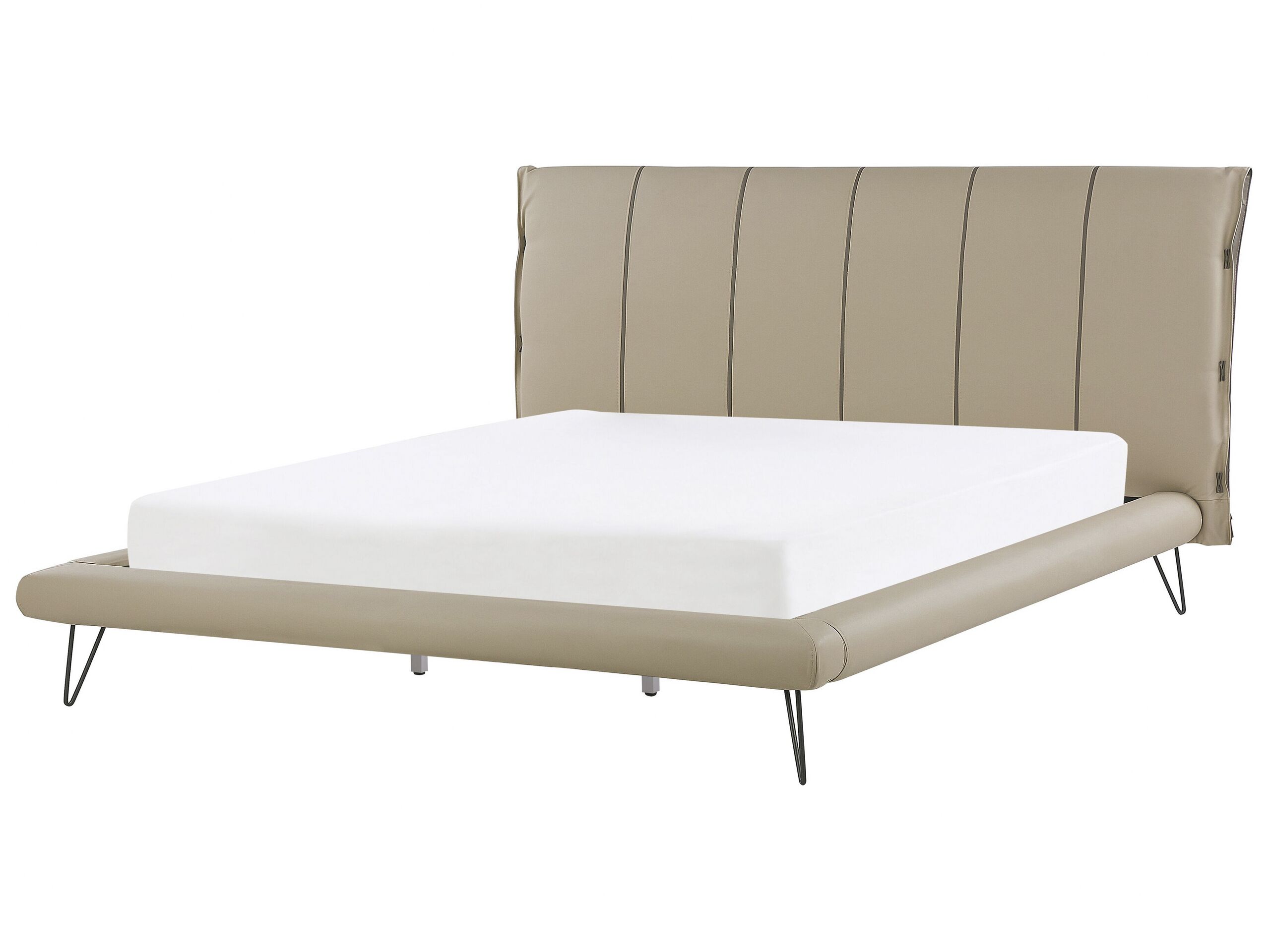 Faux Leather EU Super King Size Bed Beige BETIN - Gemini Interiors