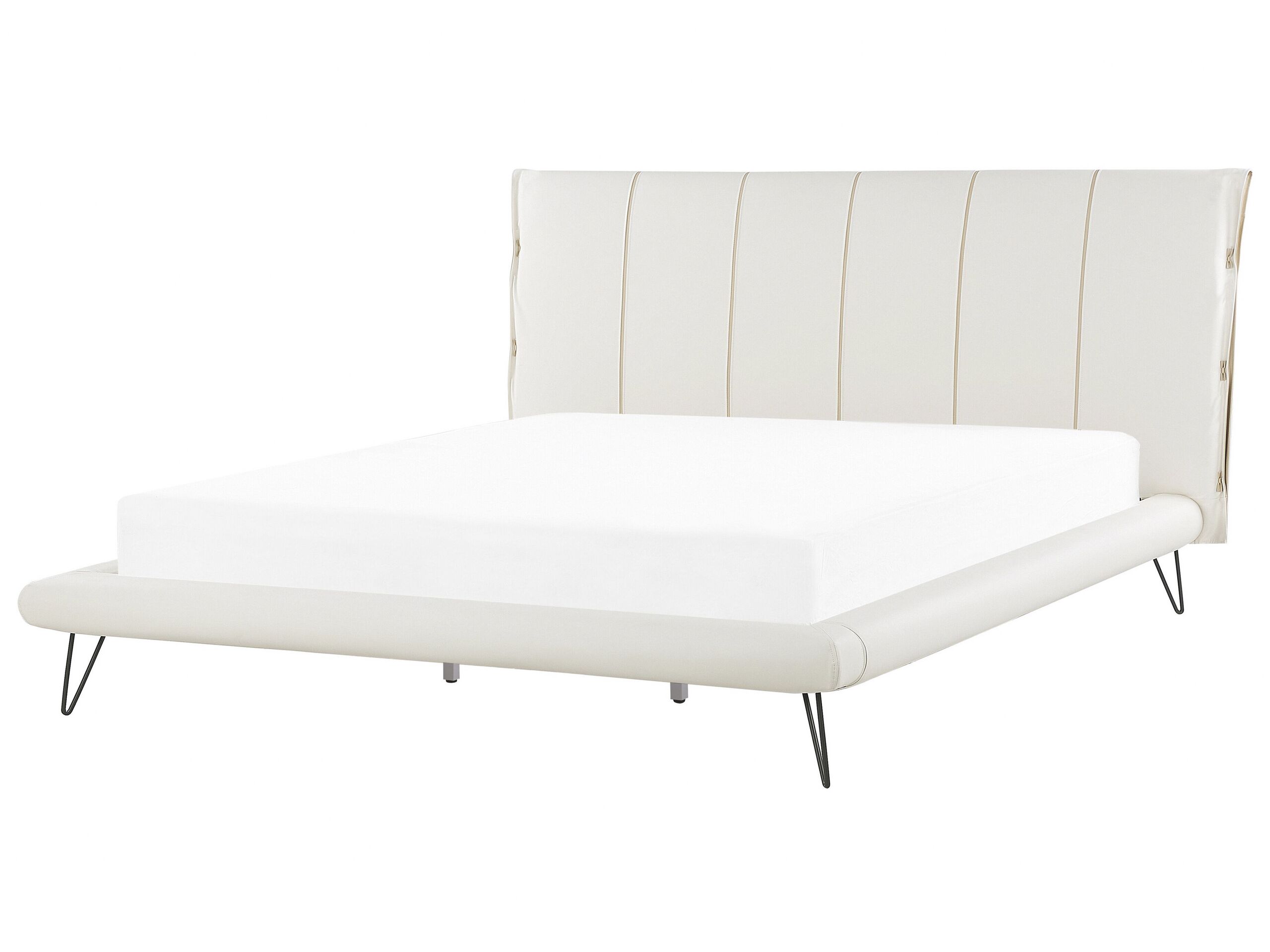 Faux Leather EU Super King Size Bed White BETIN - Gemini Interiors