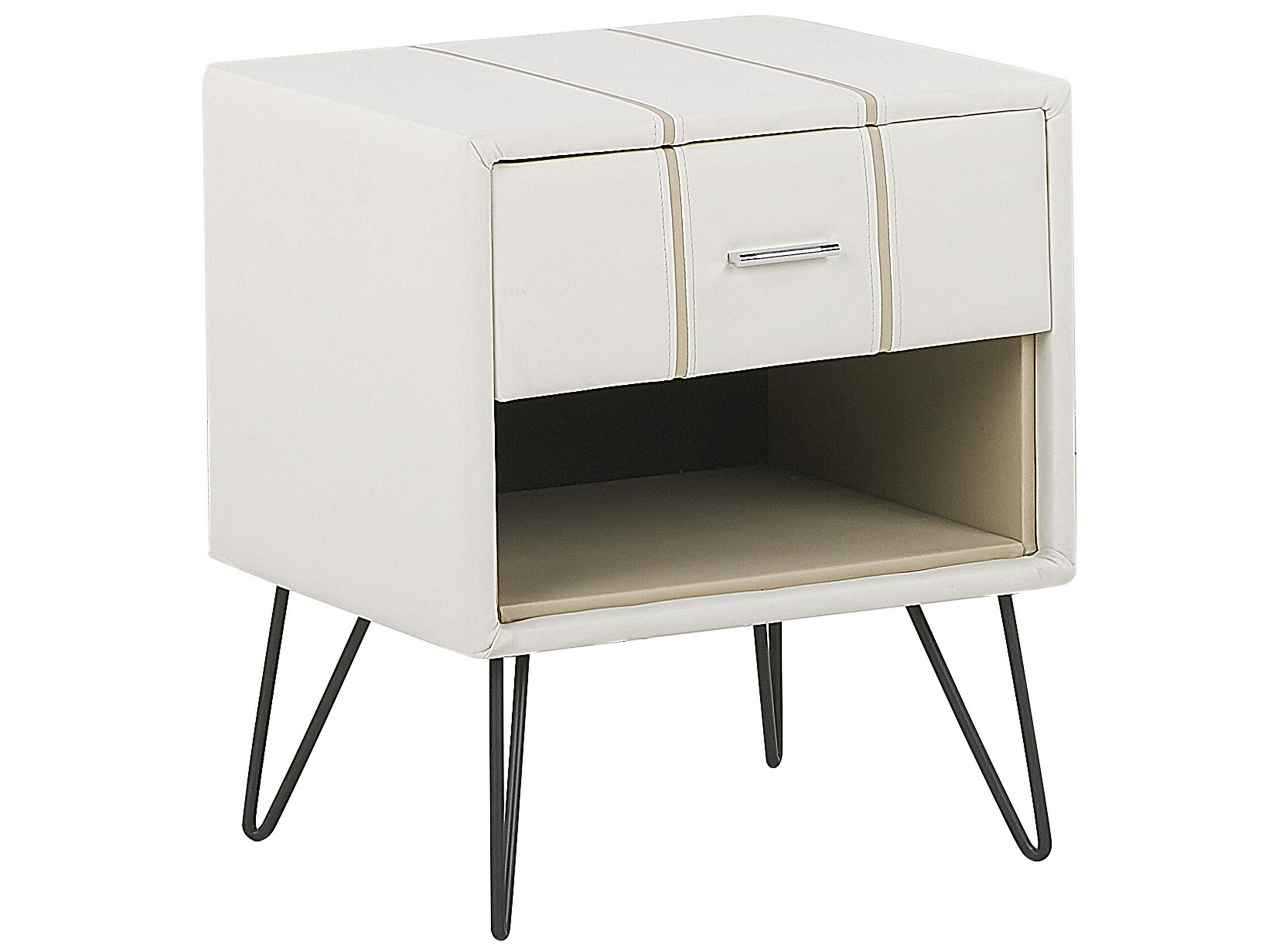 Bedside Table - BEXLEY Nightstand White 48cm - Gemini Interiors