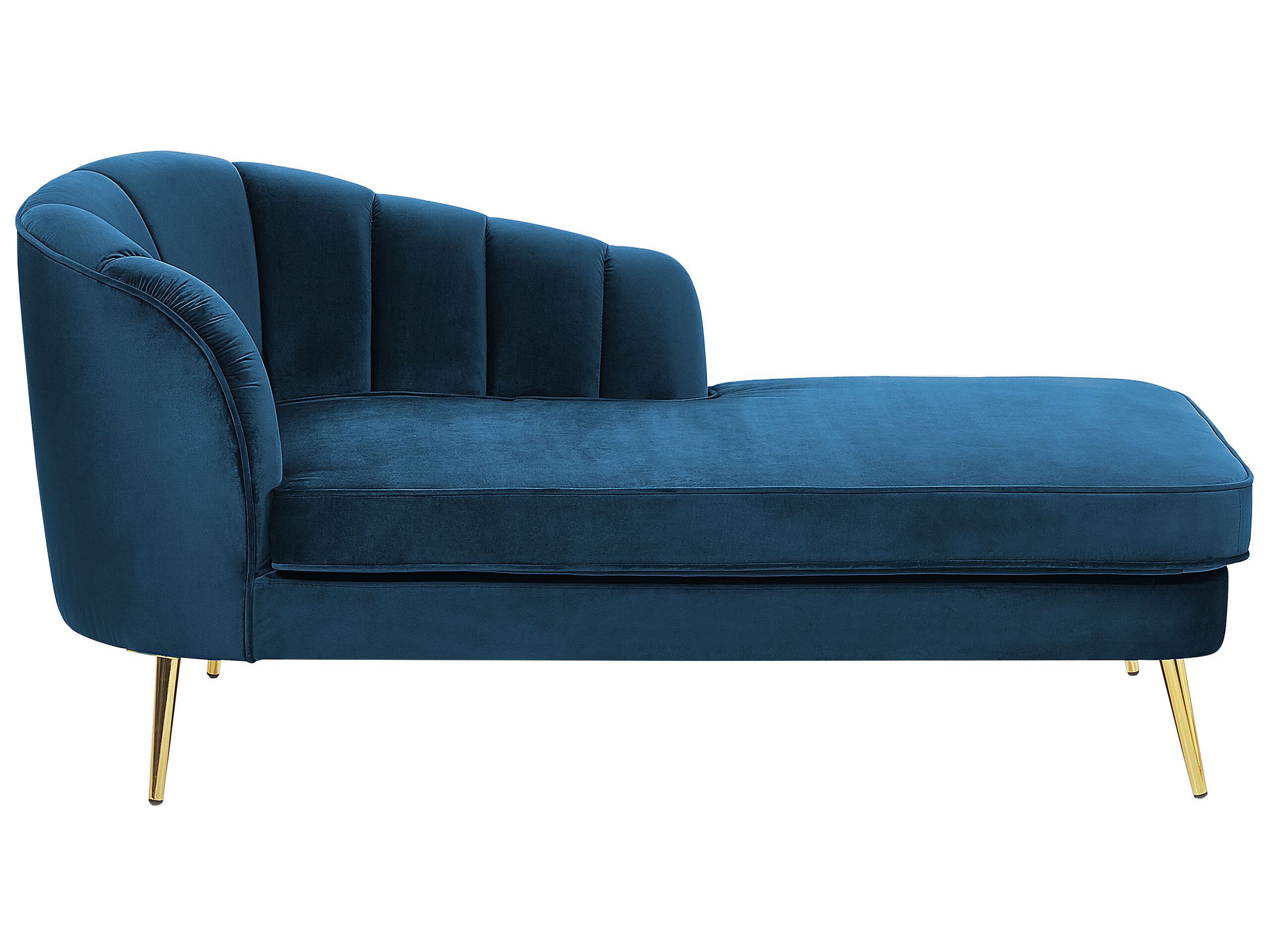 Left Hand Velvet Chaise Lounge Navy Blue ALLIER - Gemini Interiors
