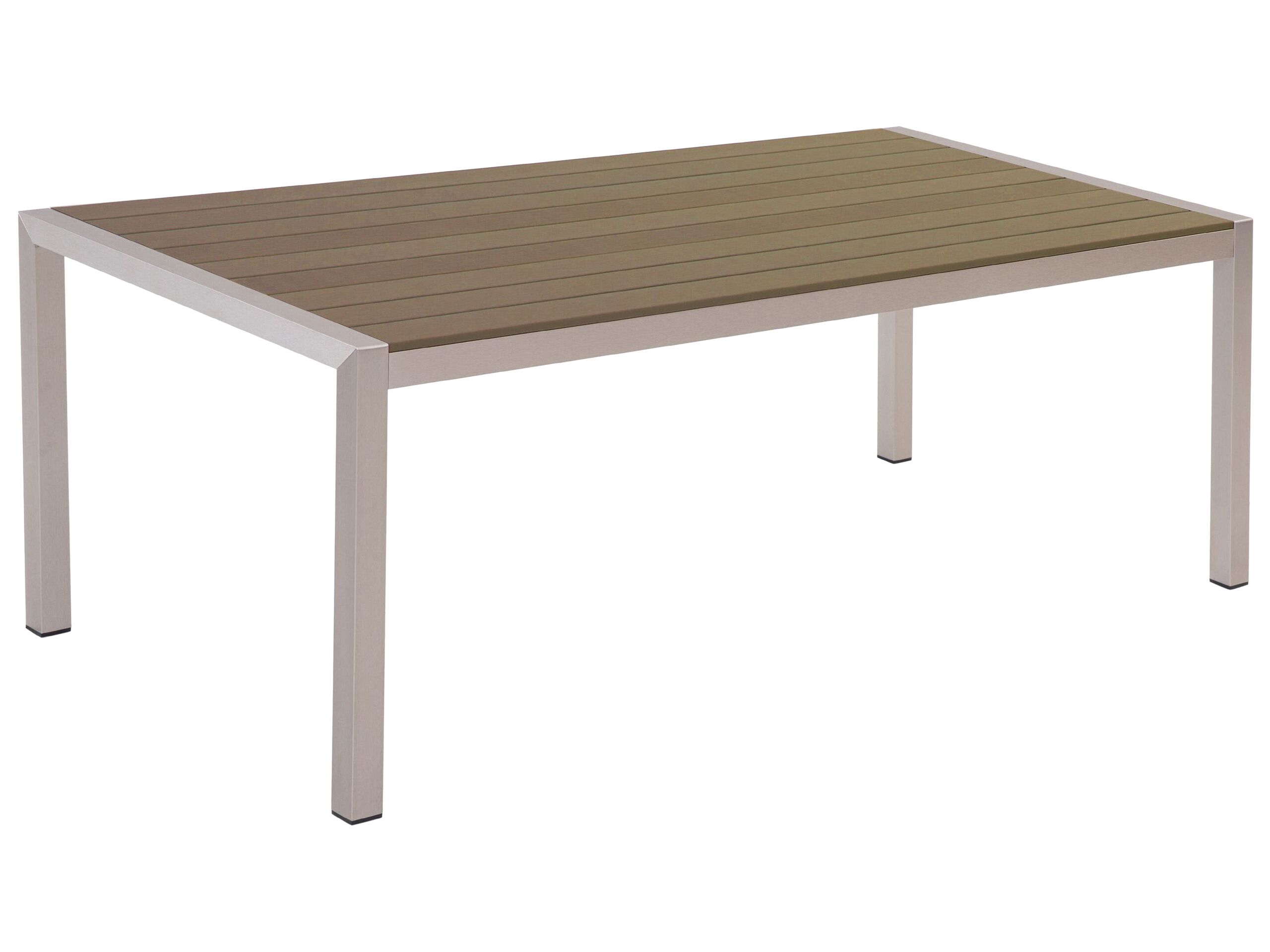 Aluminium Garden Table 180 x 90 cm Light Wood and Silver VERNIO - Gemini Interiors