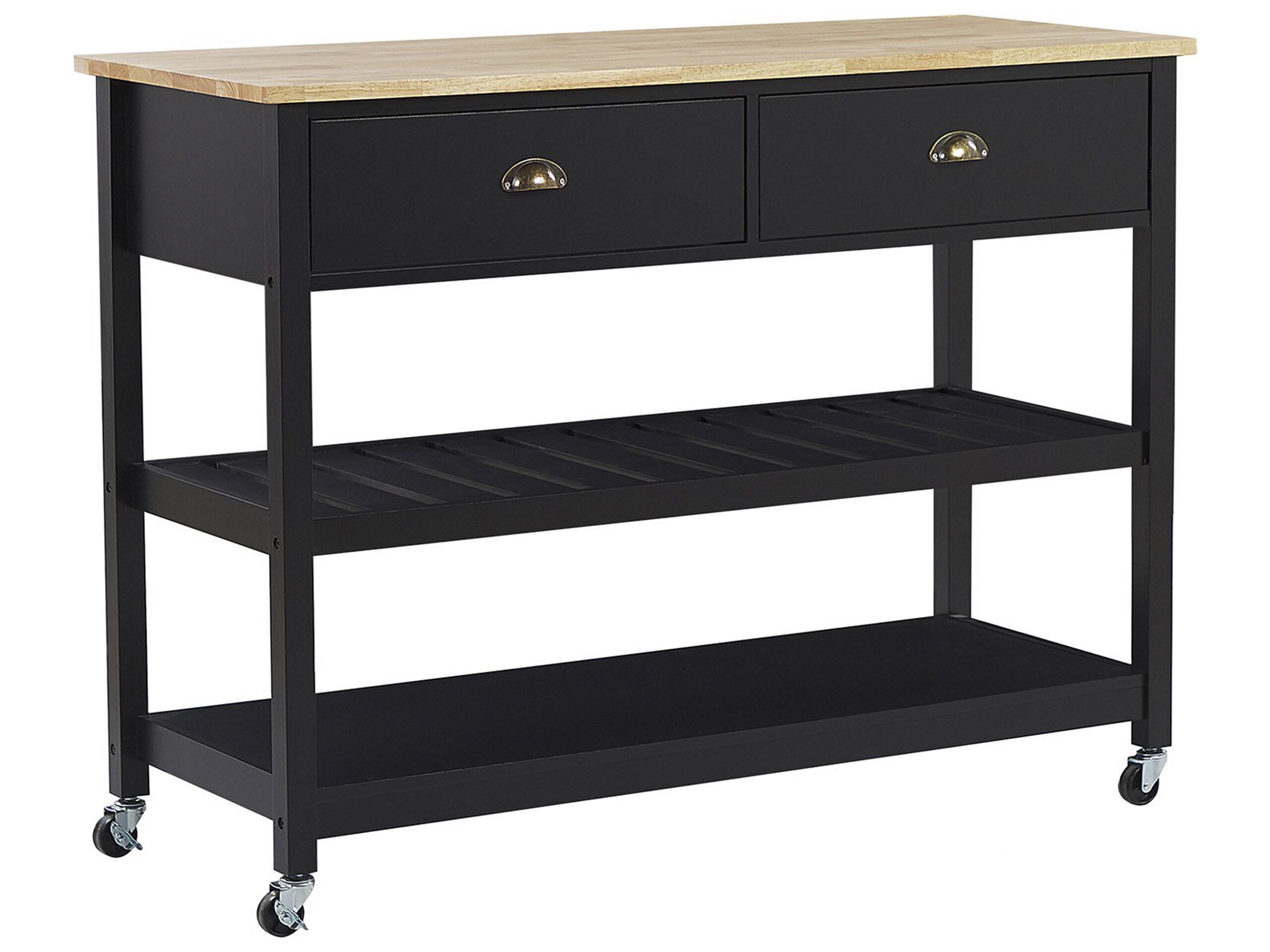 2 Drawer Kitchen Trolley Black NAVARINO - Gemini Interiors