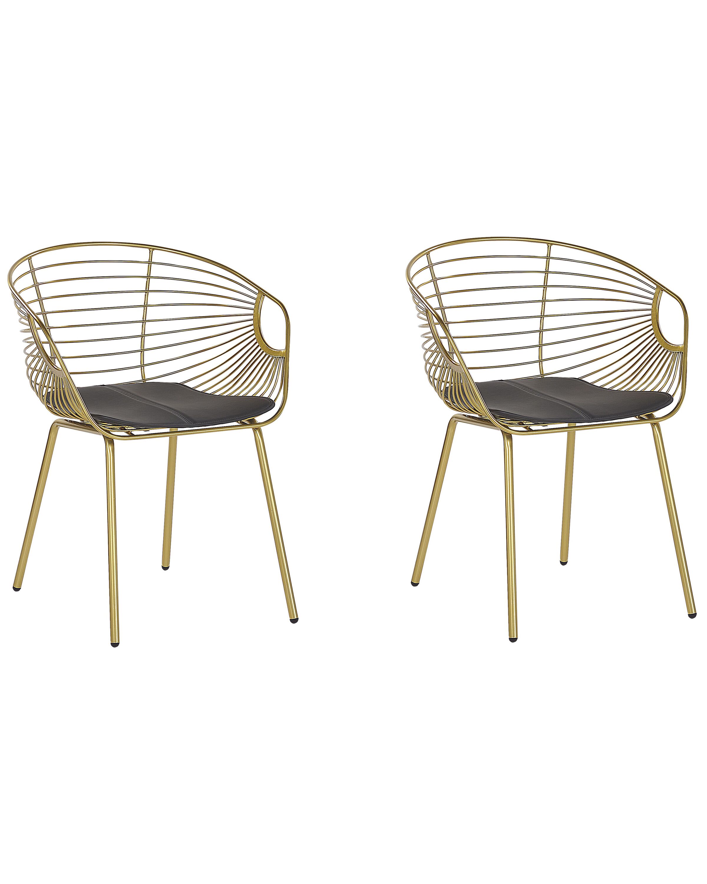 Set of 2 Metal Dining Chairs Gold HOBACK - Gemini Interiors