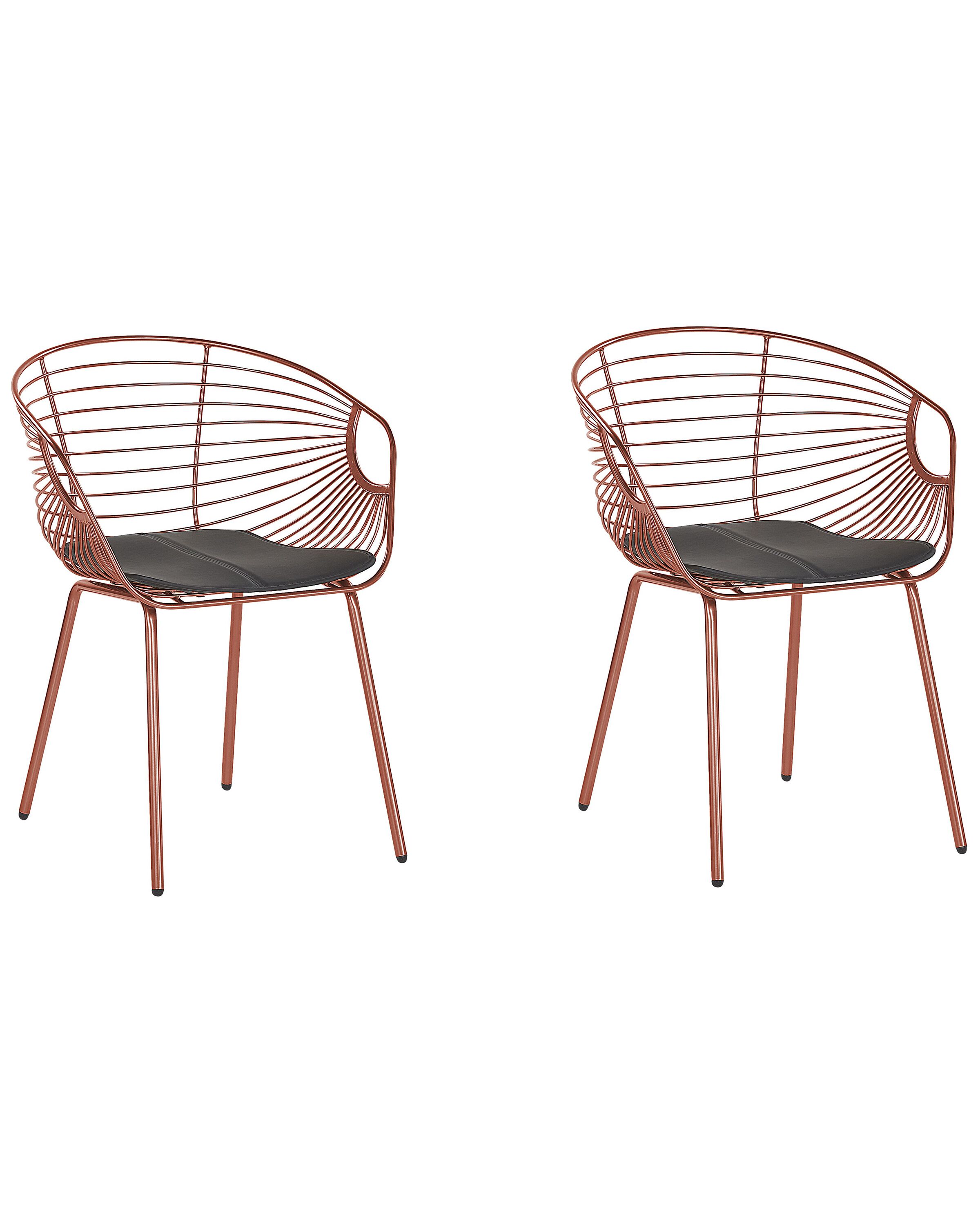 Set of 2 Metal Dining Chairs Copper HOBACK - Gemini Interiors