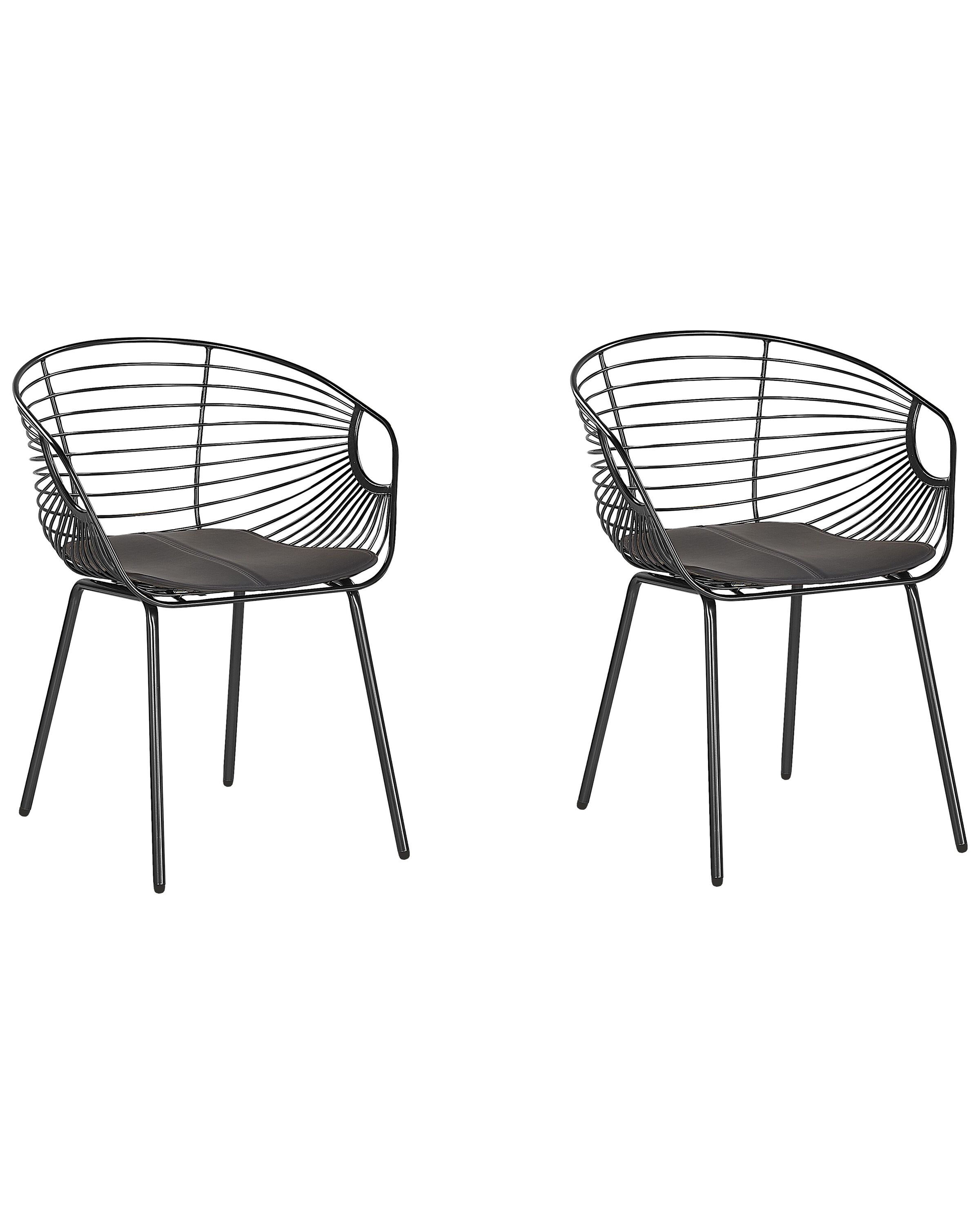 Set of 2 Metal Dining Chairs Black HOBACK - Gemini Interiors