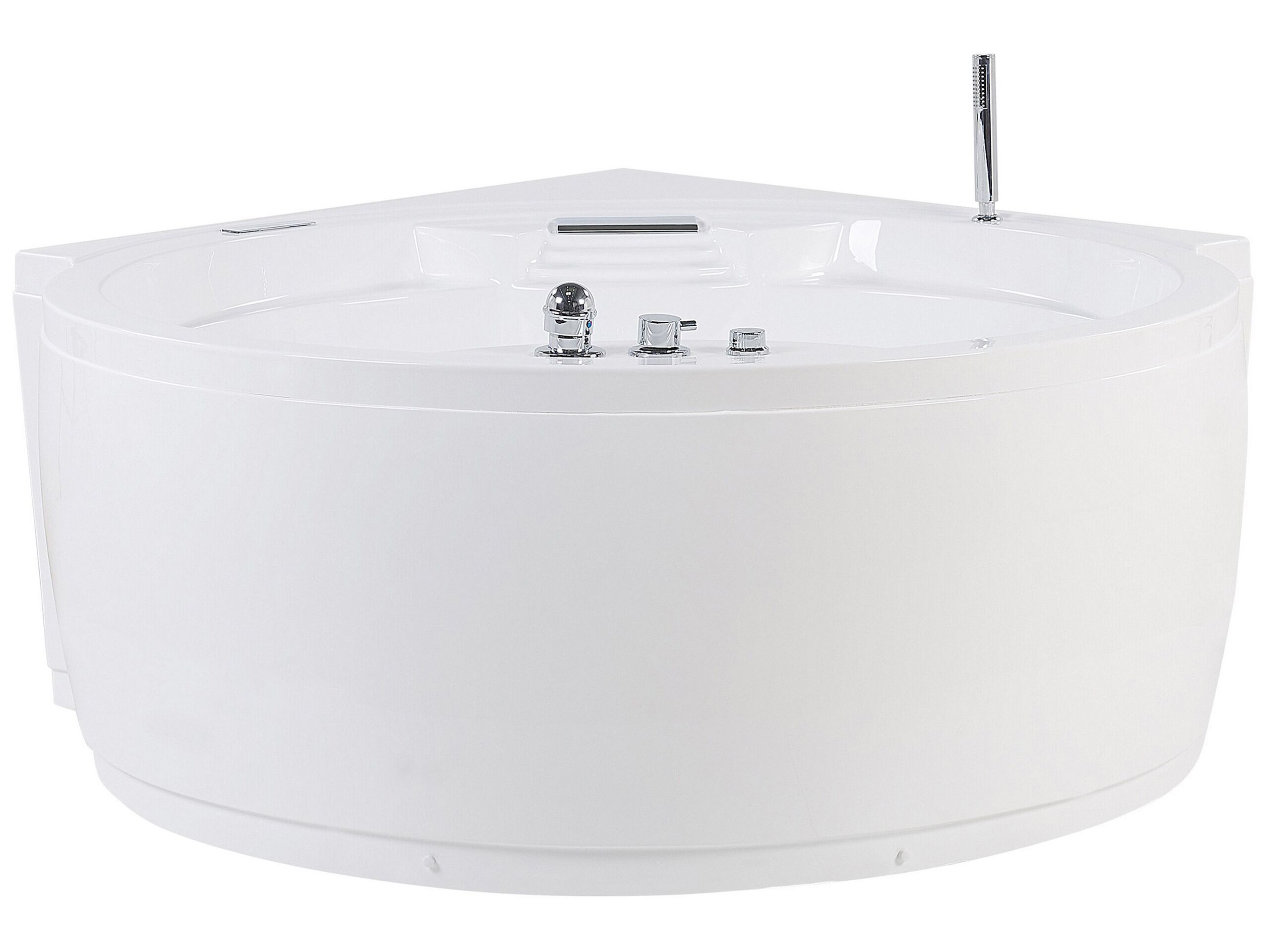 Whirlpool Corner Bath with LED and Bluetooth Speaker White MILANO - Gemini Interiors