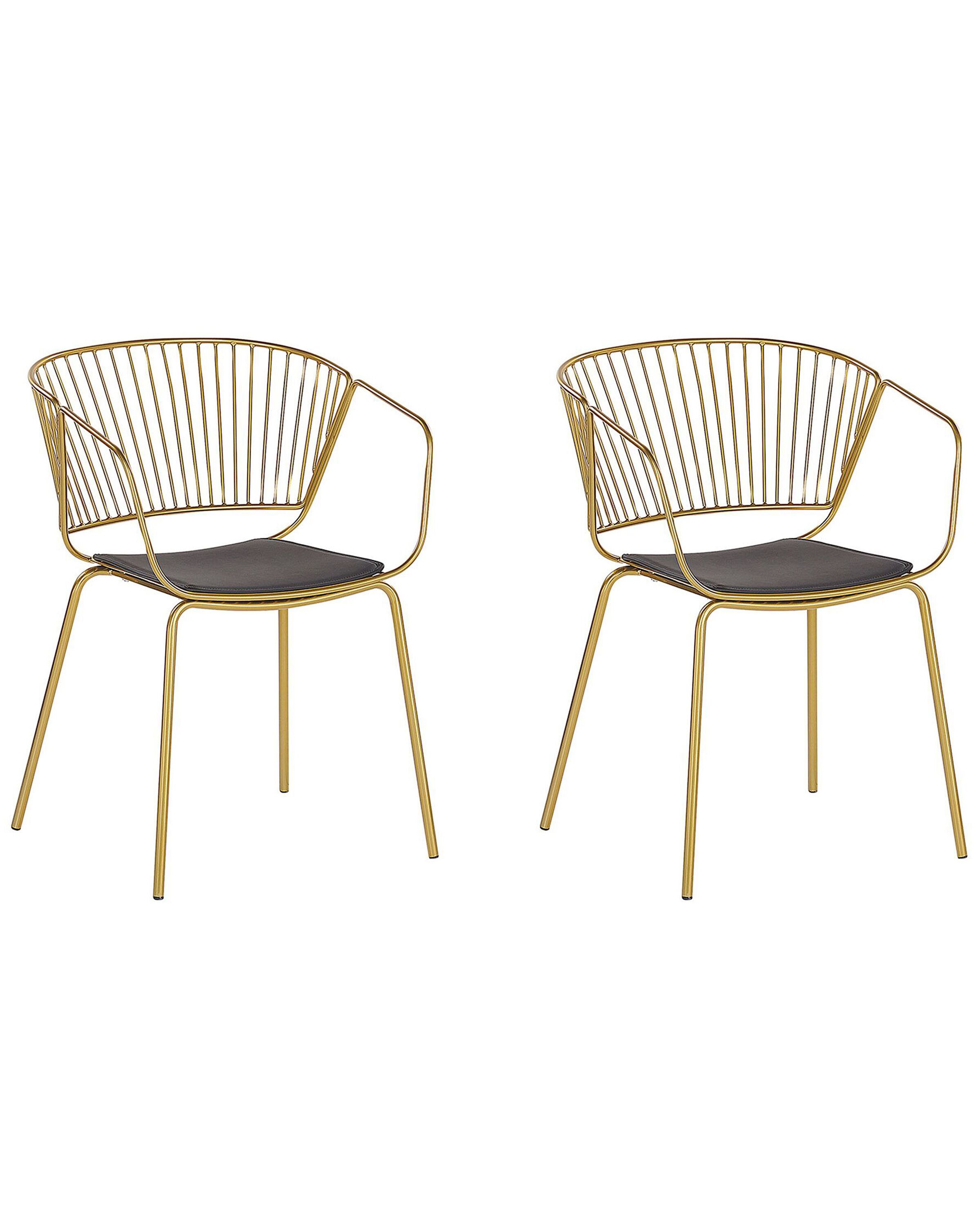 Set of 2 Metal Dining Chairs Gold RIGBY - Gemini Interiors