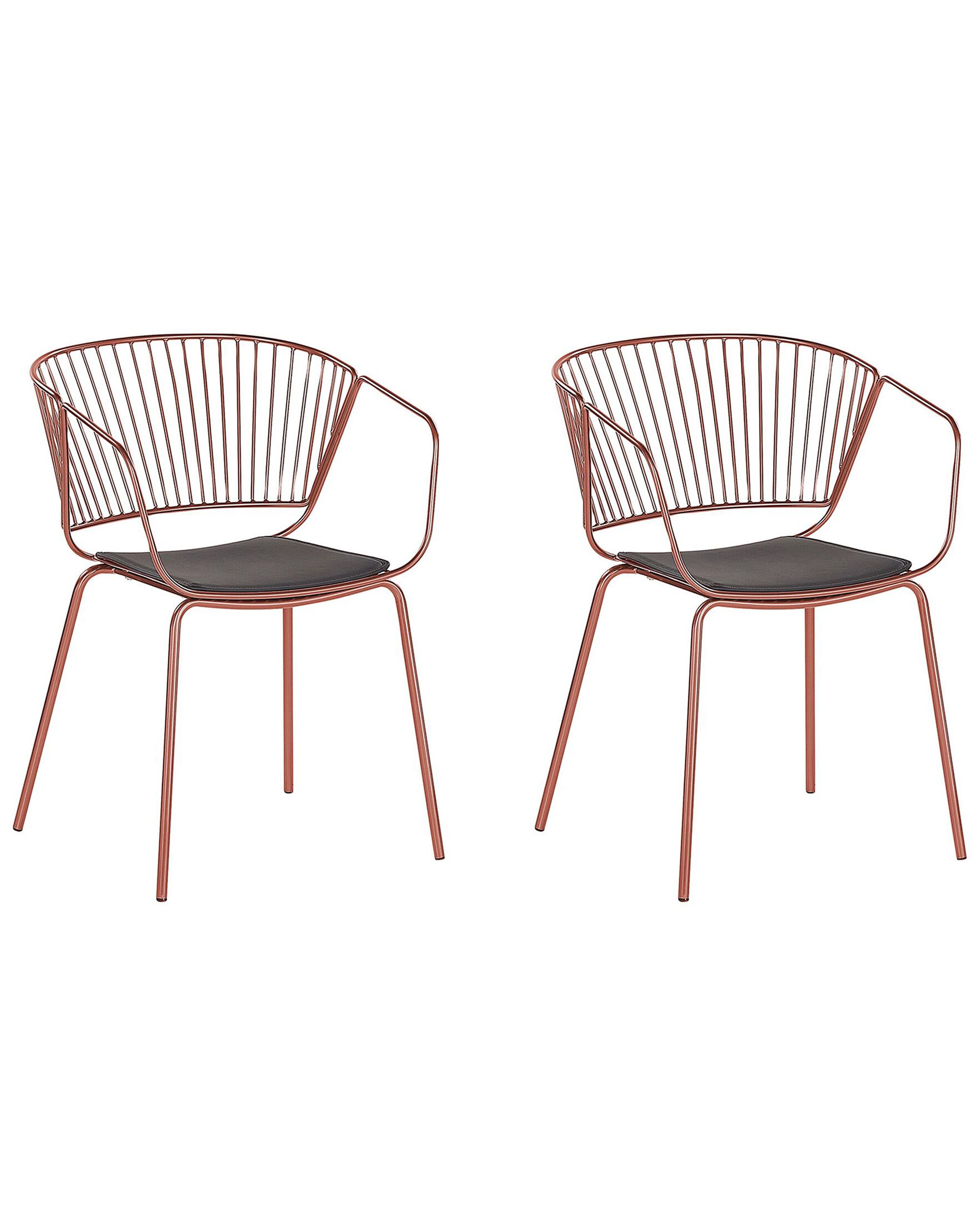 Set of 2 Metal Dining Chairs Copper RIGBY - Gemini Interiors