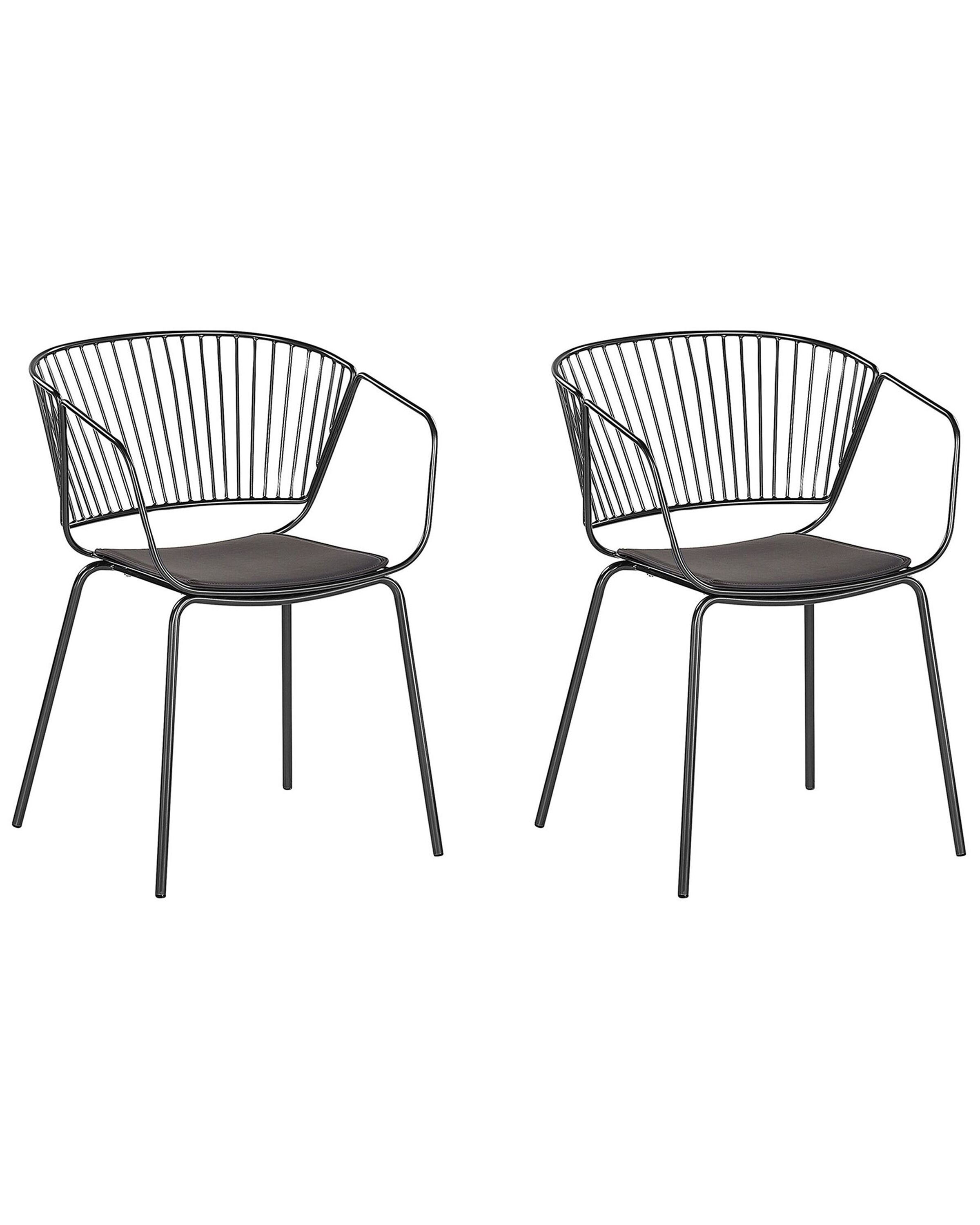 Set of 2 Metal Dining Chairs Black RIGBY - Gemini Interiors